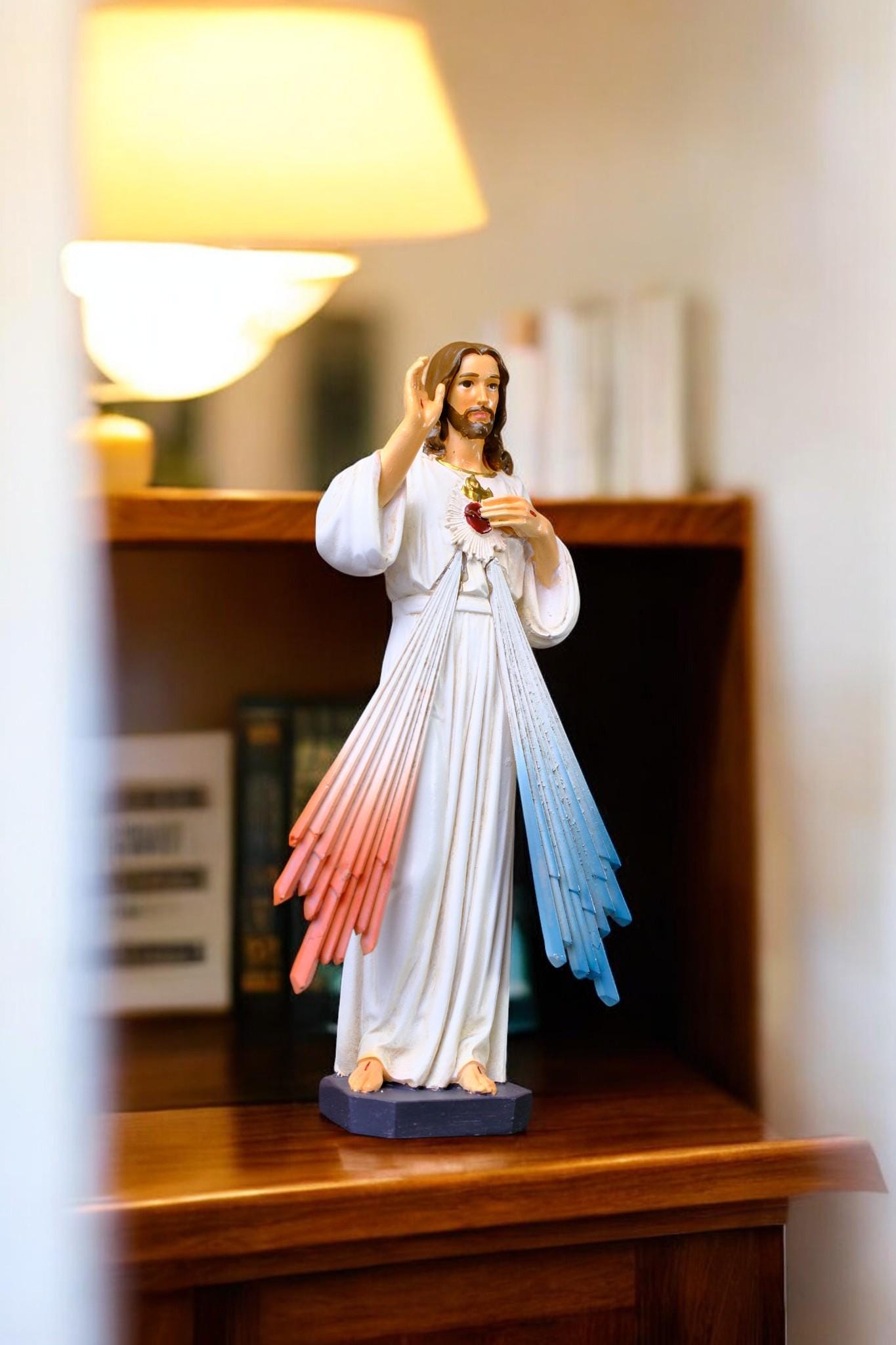 Hand-Painted Divine Mercy Jesus Statue (15cm) | Handmade Catholic Figurine (etsy image id: 7457384667)