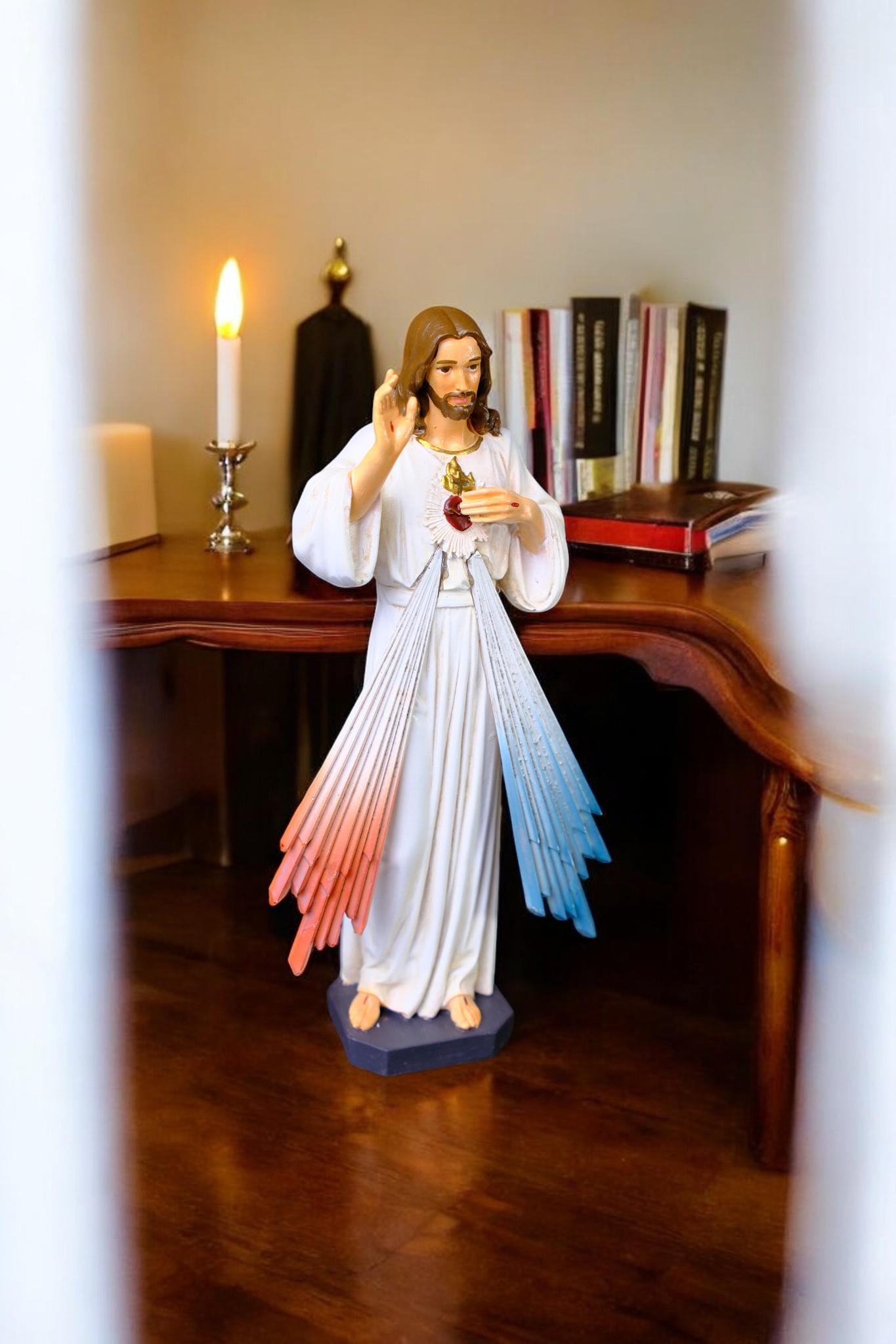 Hand-Painted Divine Mercy Jesus Statue (15cm) | Handmade Catholic Figurine (etsy image id: 7457384675)