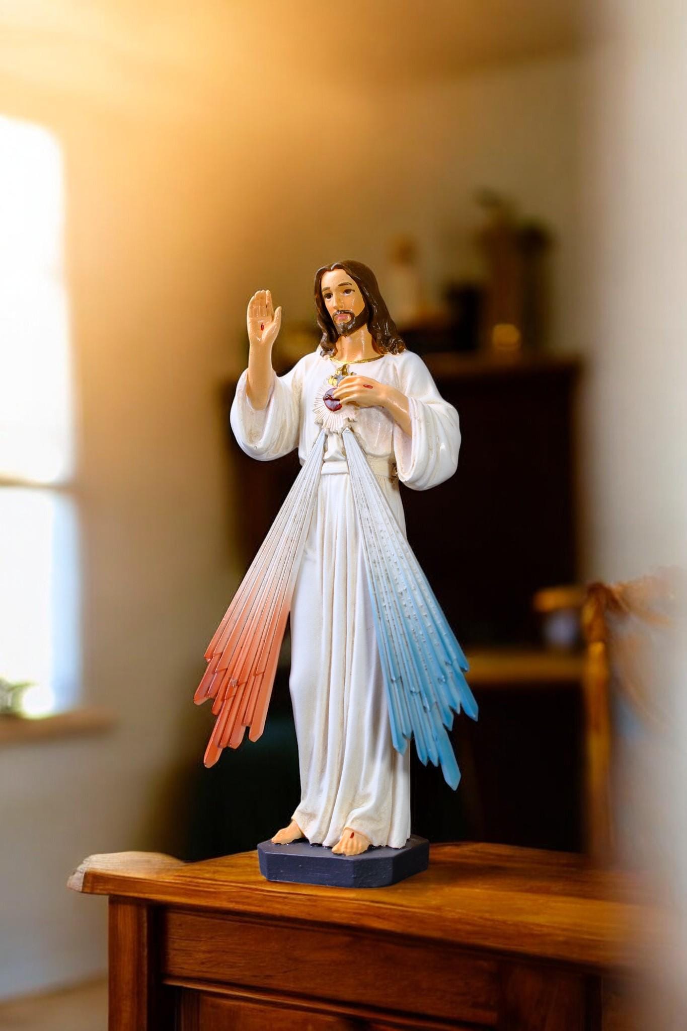 Hand-Painted Divine Mercy Jesus Statue (15cm) | Handmade Catholic Figurine (etsy image id: 7457384677)