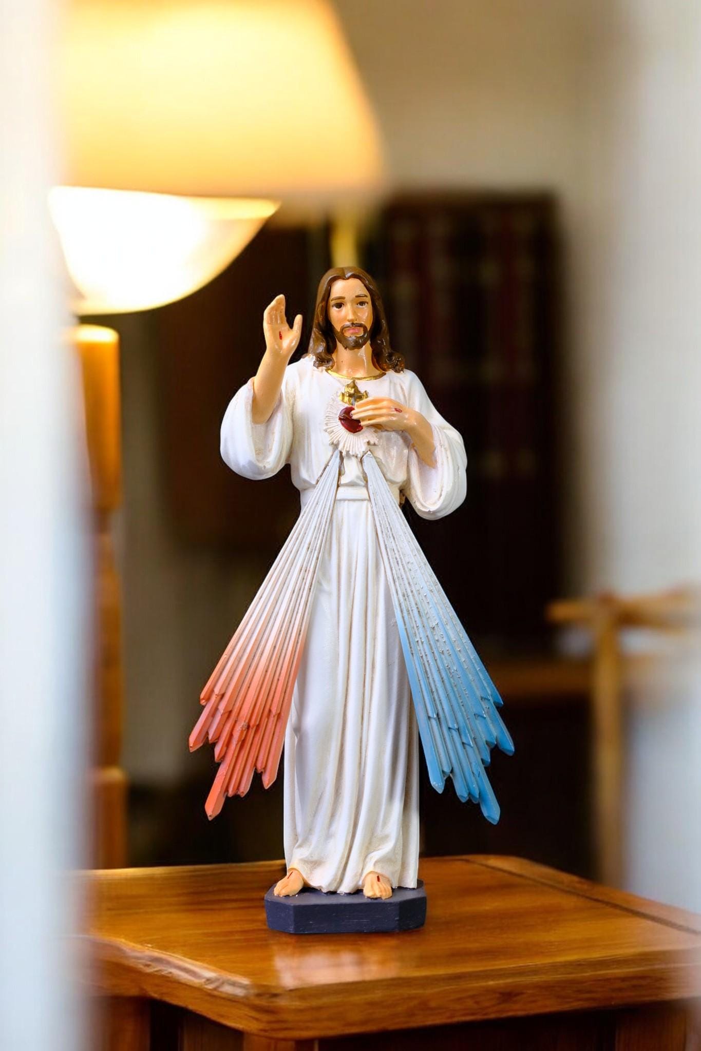 Hand-Painted Divine Mercy Jesus Statue (15cm) | Handmade Catholic Figurine (etsy image id: 7457384683)