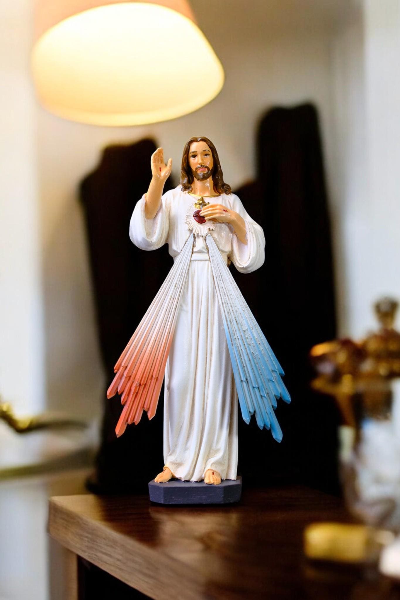 Hand-Painted Divine Mercy Jesus Statue (15cm) | Handmade Catholic Figurine (etsy image id: 7457384685)