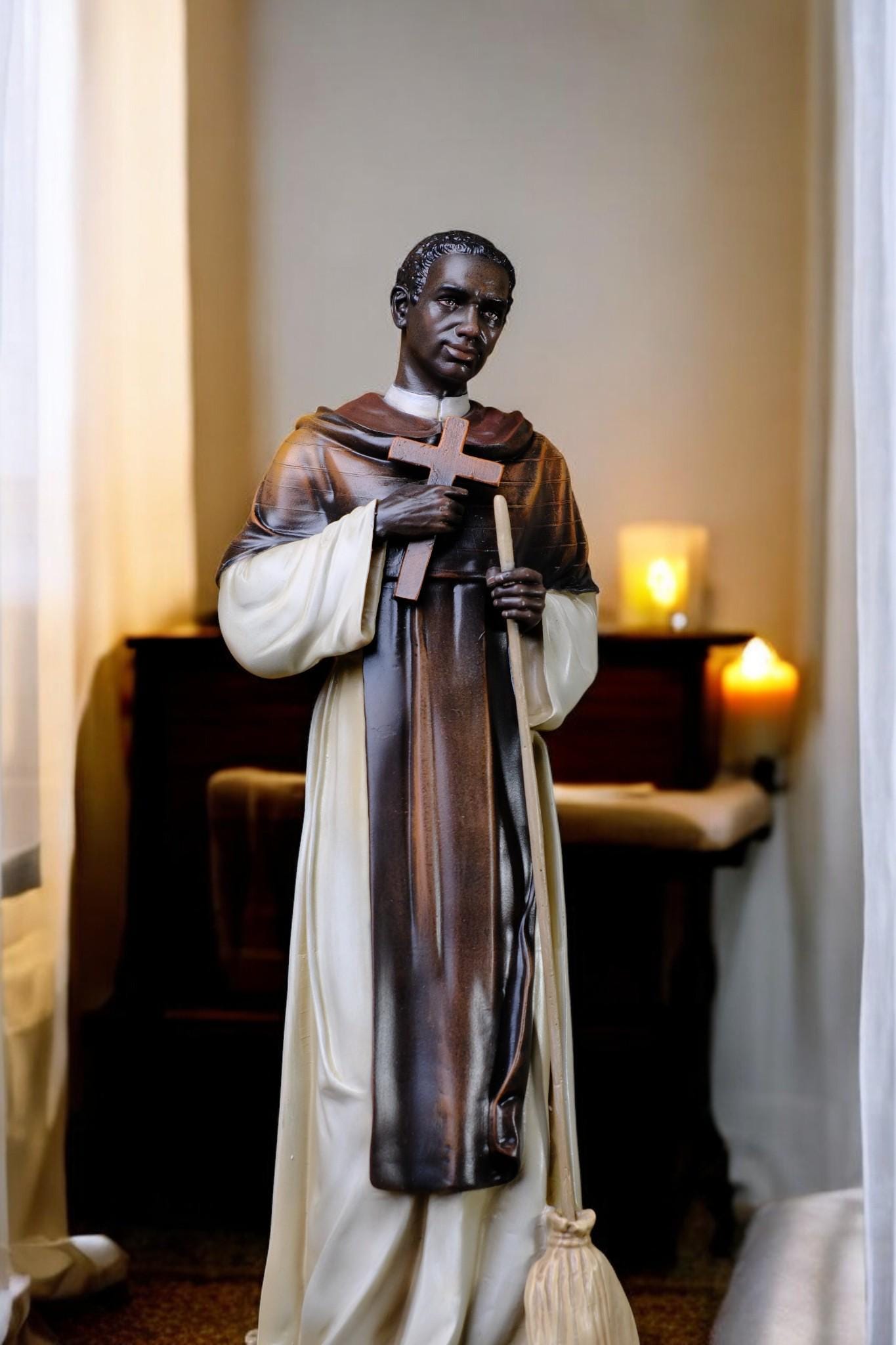 Saint Martin de Porres Statue | Hand-Painted Antique Finish, 42cm (etsy image id: 7461526671)