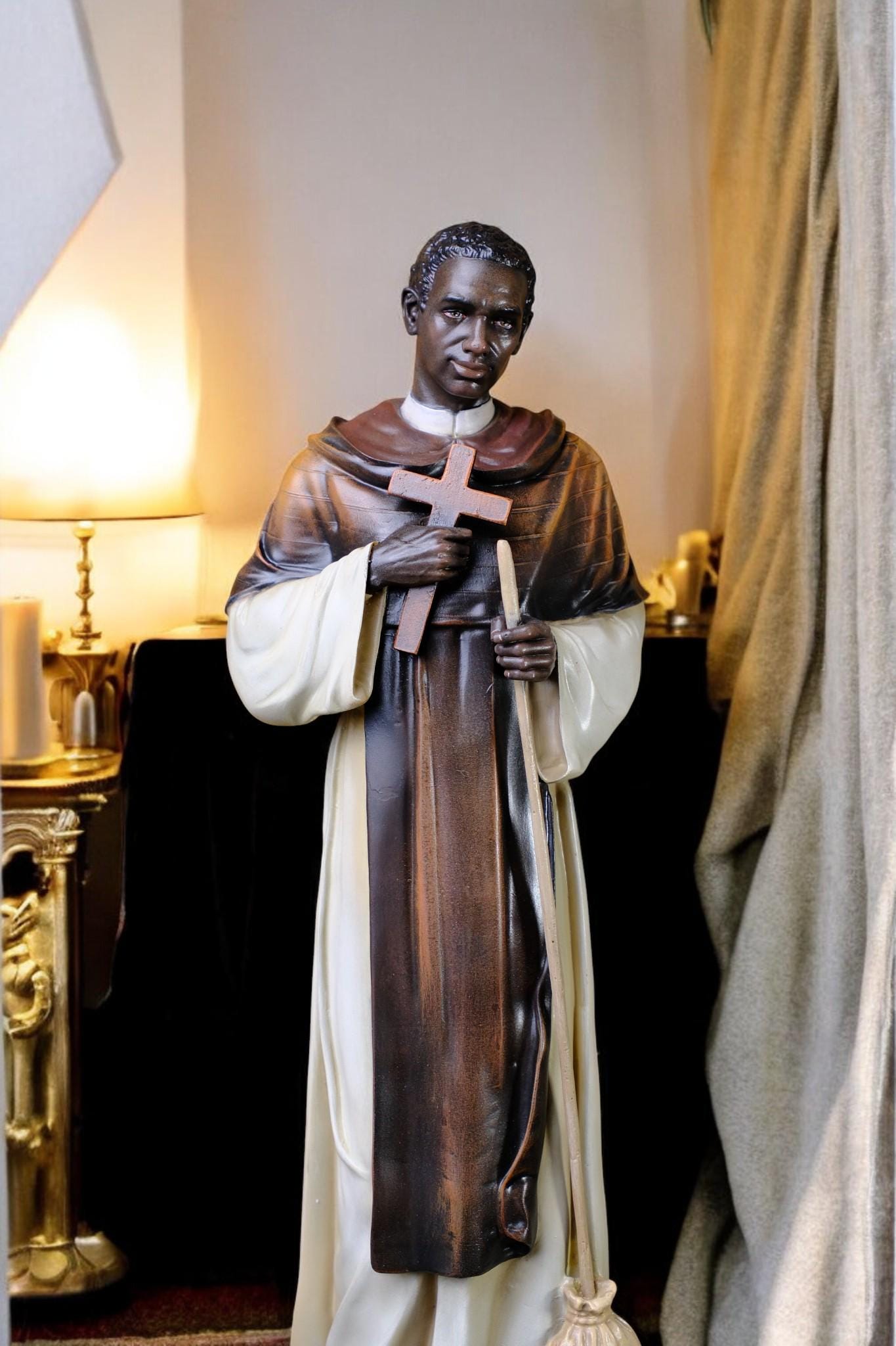 Saint Martin de Porres Statue | Hand-Painted Antique Finish, 42cm (etsy image id: 7461526673)