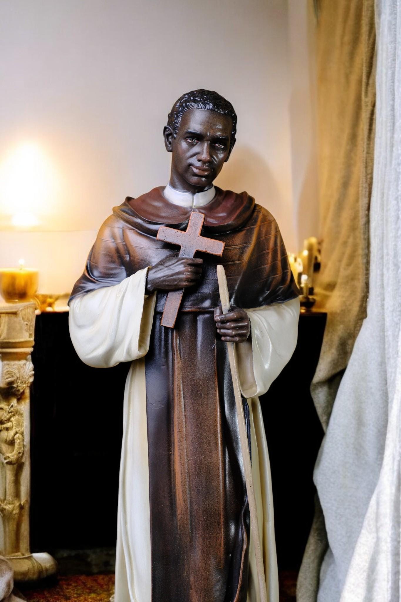 Saint Martin de Porres Statue | Hand-Painted Antique Finish, 42cm (etsy image id: 7461526681)