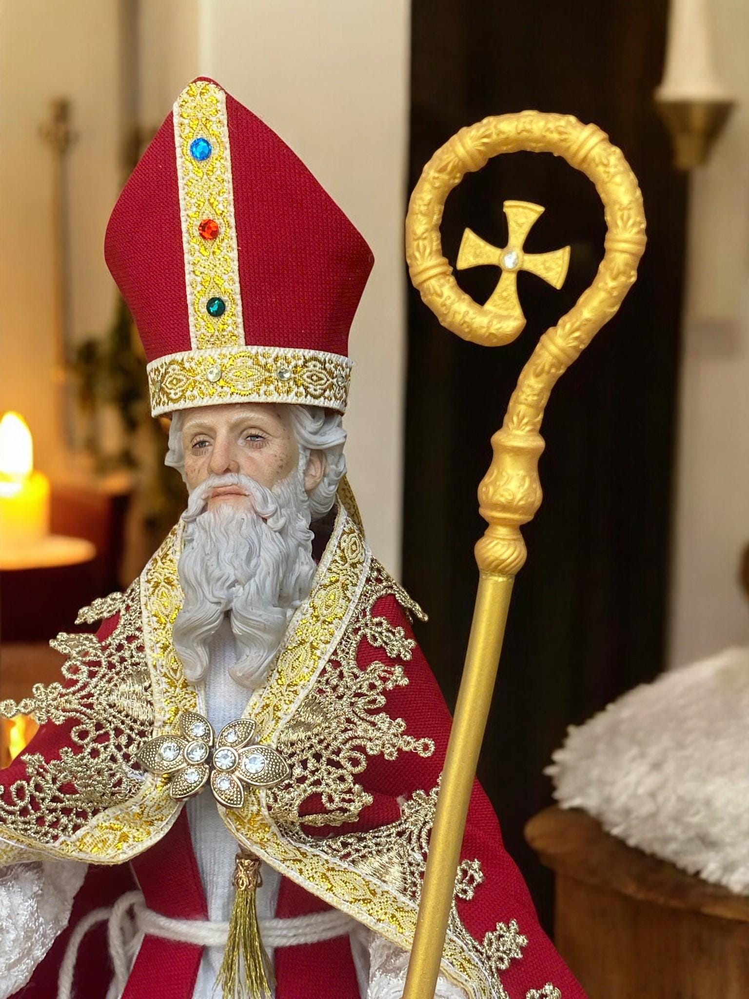 Handcrafted St. Augustine Statue | 35cm Clothed Bishop Figurine (etsy image id: 7478644670)