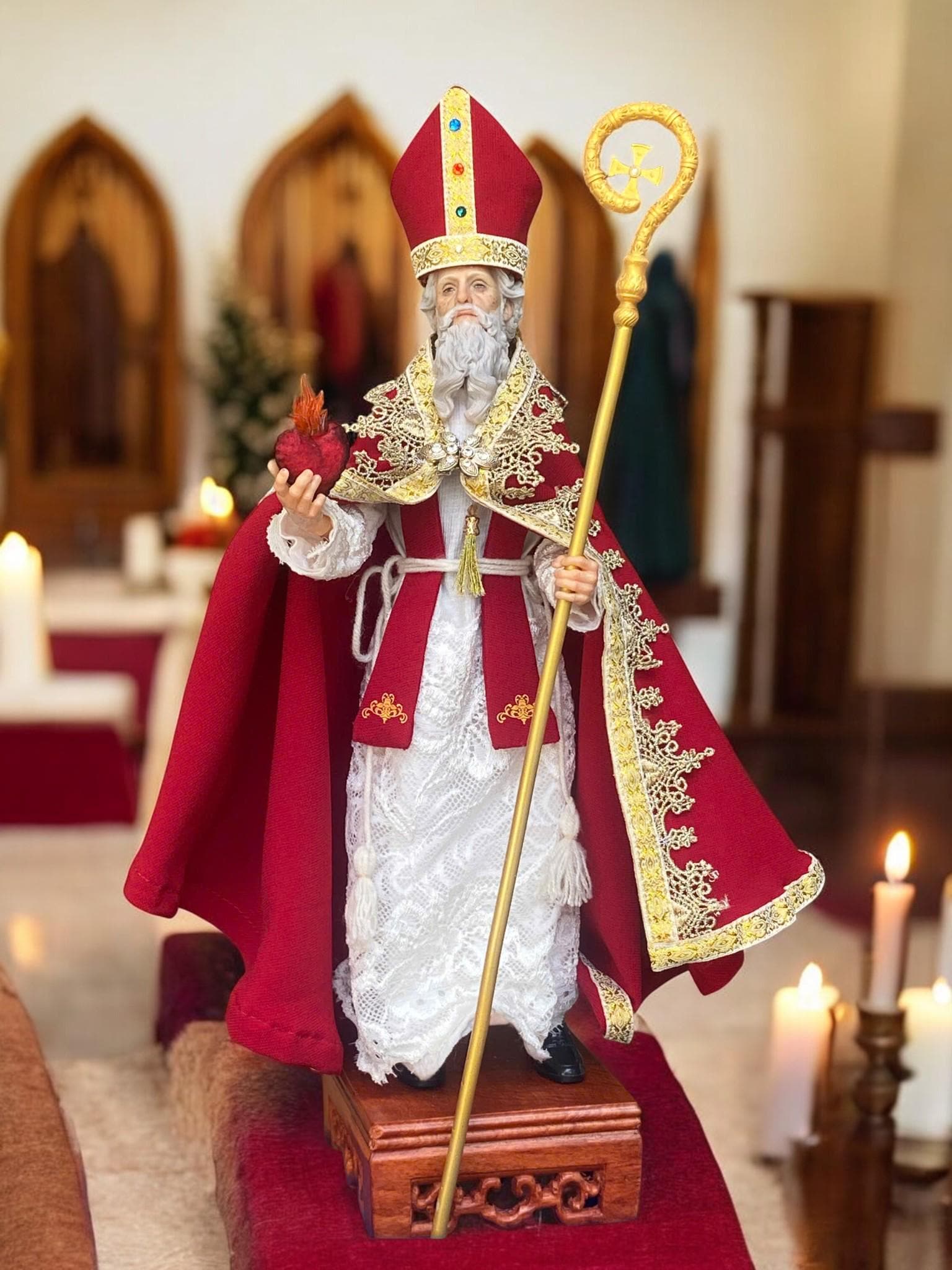 Handcrafted St. Augustine Statue | 35cm Clothed Bishop Figurine (etsy image id: 7478644684)