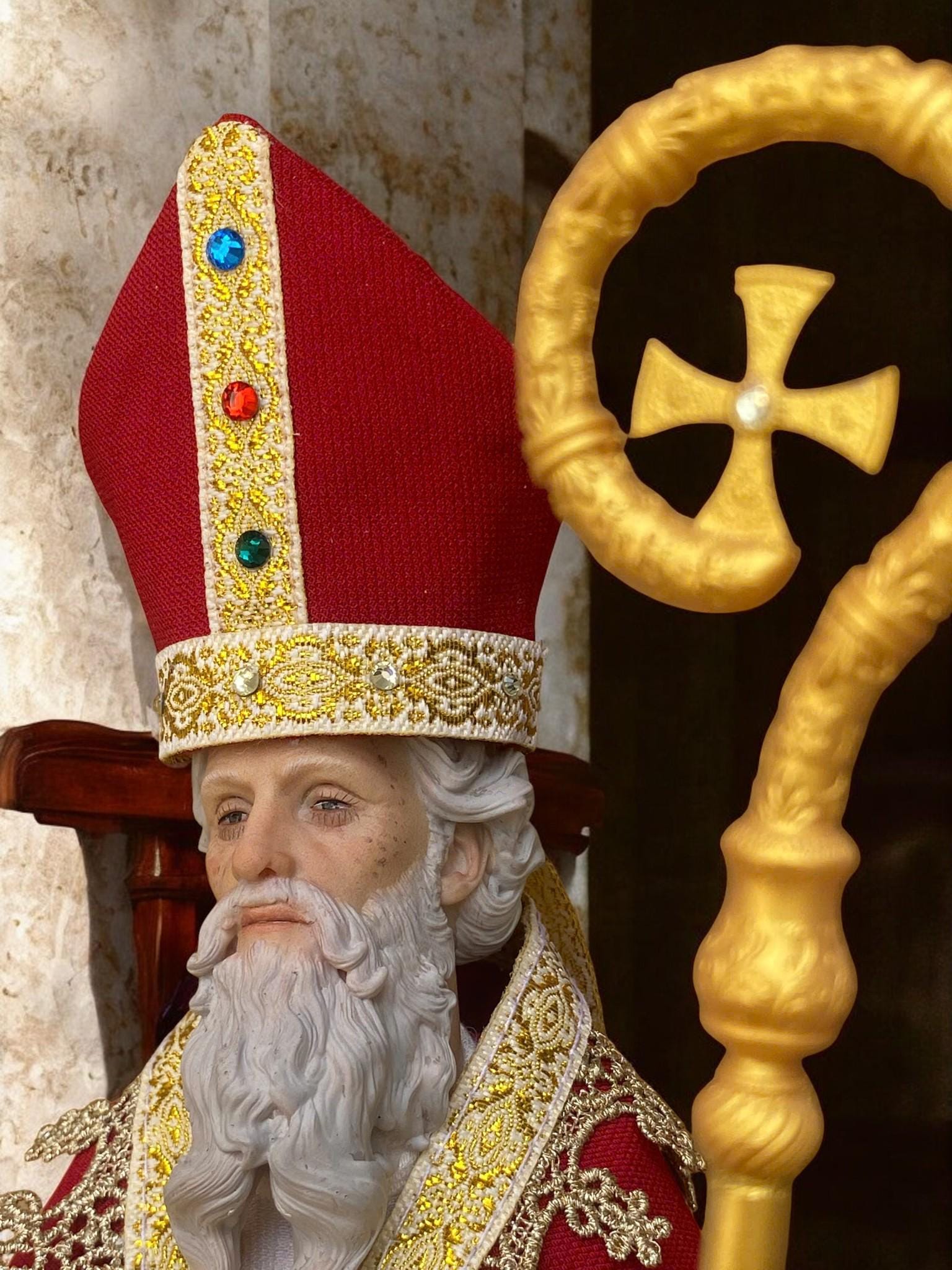 Handcrafted St. Augustine Statue | 35cm Clothed Bishop Figurine (etsy image id: 7478644698)