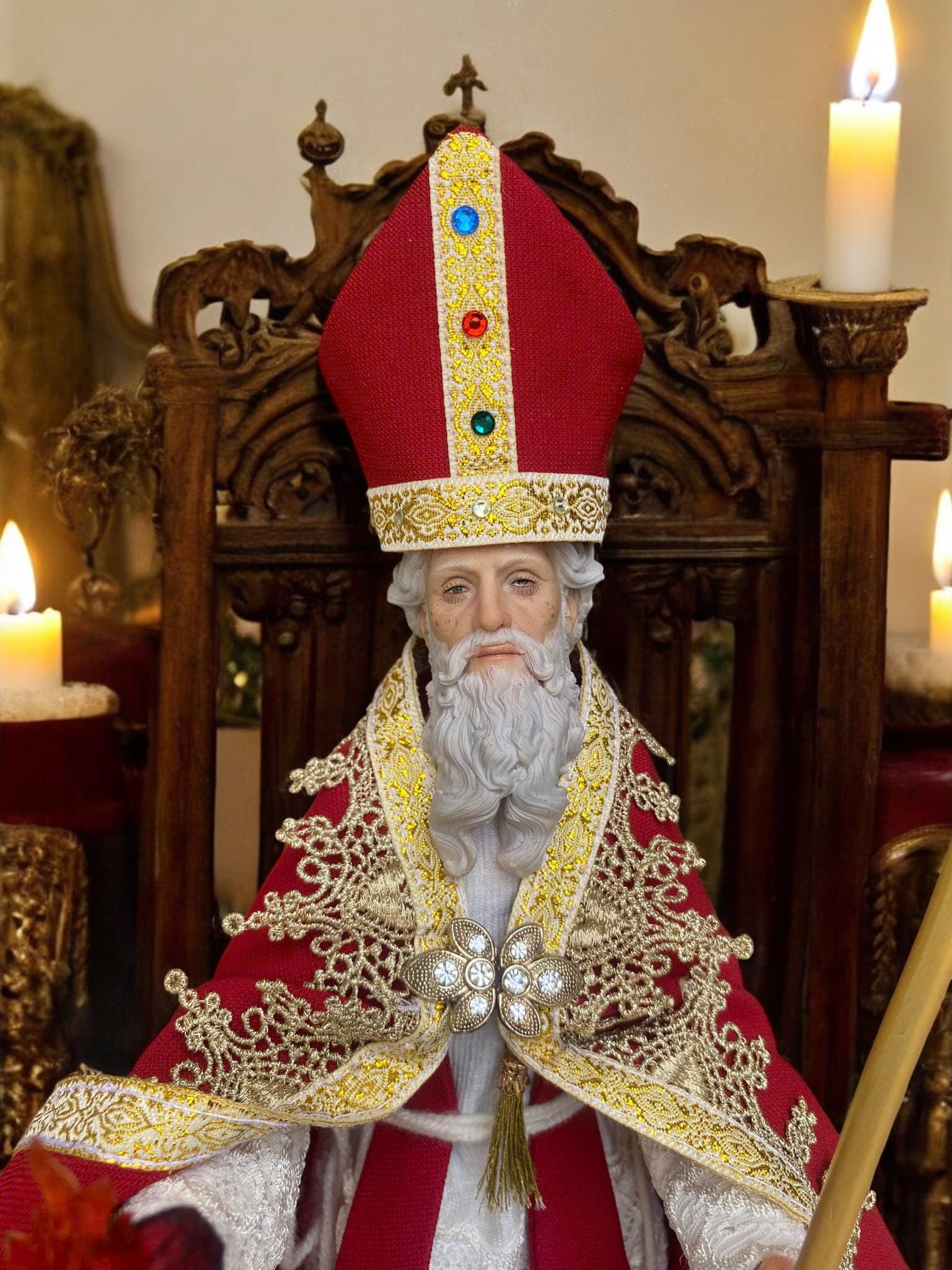 Handcrafted St. Augustine Statue | 35cm Clothed Bishop Figurine (etsy image id: 7478644732)