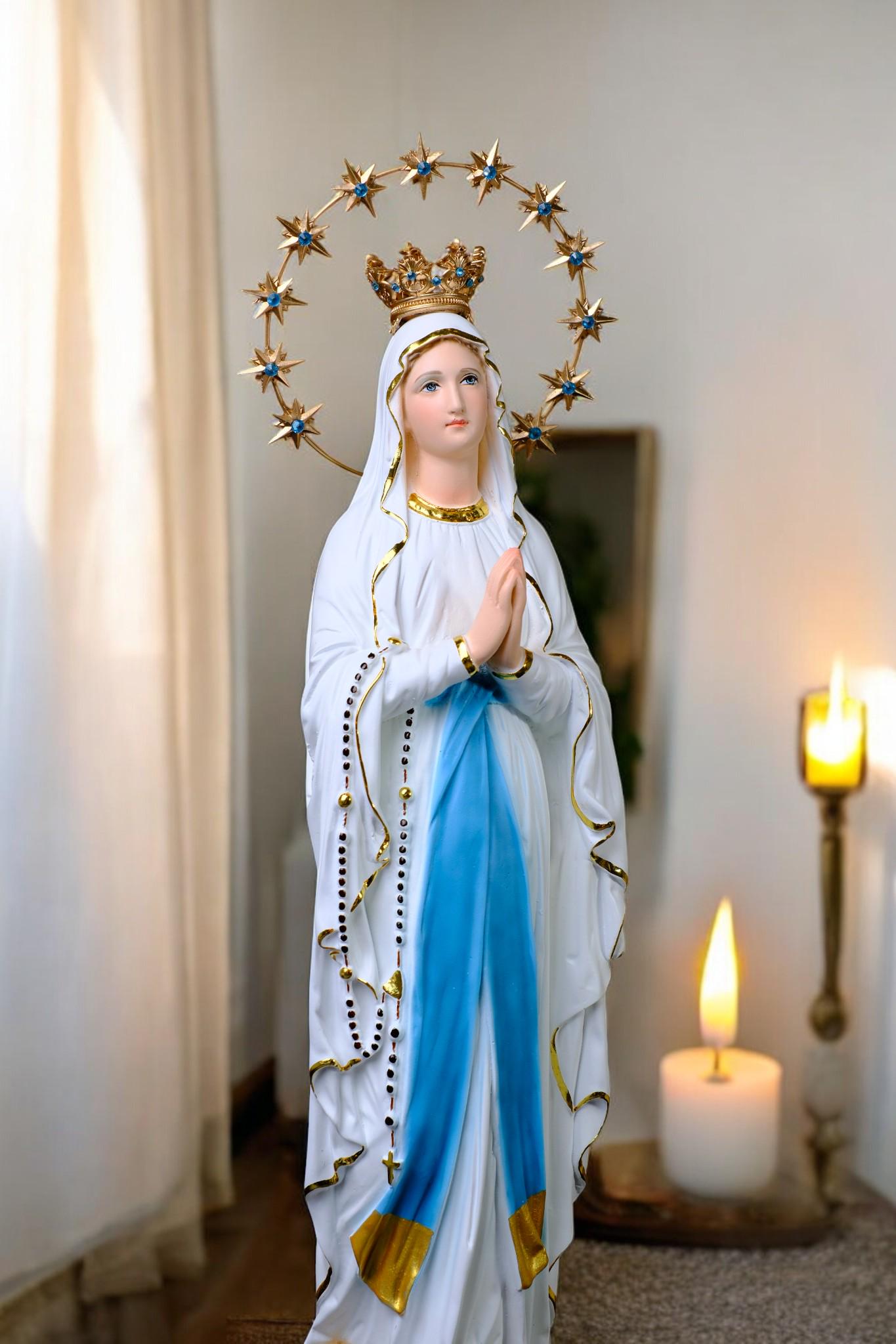 Handmade Our Lady of Lourdes Statue | Catholic Marian Art (48cm) __etsy:7484638695