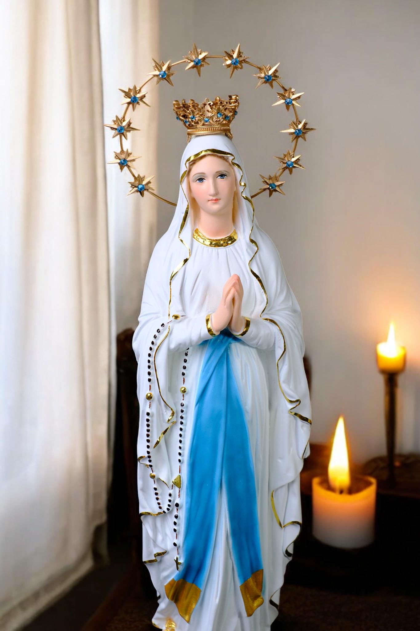 Handmade Our Lady of Lourdes Statue | Catholic Marian Art (48cm) __etsy:7484638701