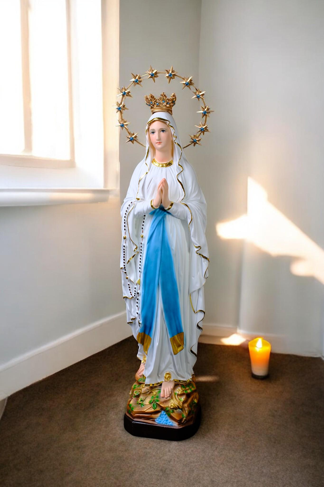 Handmade Our Lady of Lourdes Statue | Catholic Marian Art (48cm) __etsy:7484638703