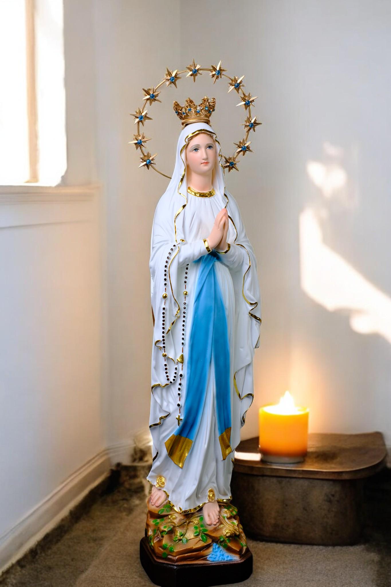 Handmade Our Lady of Lourdes Statue | Catholic Marian Art (48cm) __etsy:7484638705