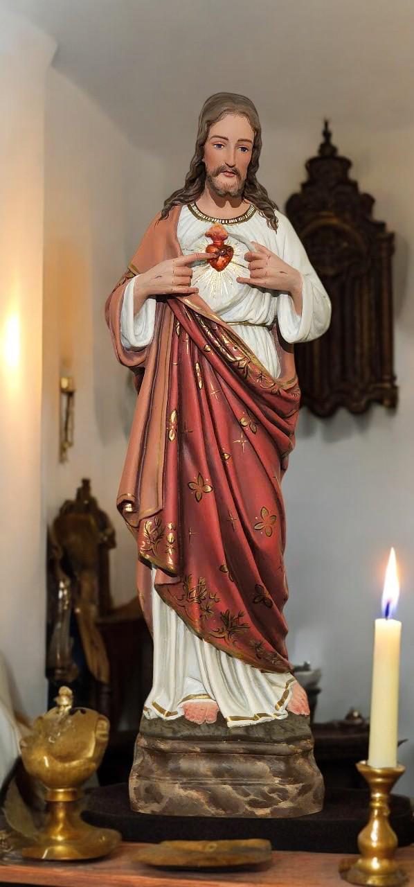 Hand-Painted Sacred Heart of Jesus Statue | Antique Style Catholic Decor (55cm) (etsy image id: 7492833838)