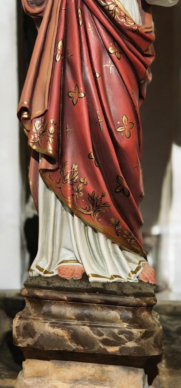 Hand-Painted Sacred Heart of Jesus Statue | Antique Style Catholic Decor (55cm) (etsy image id: 7492833872)