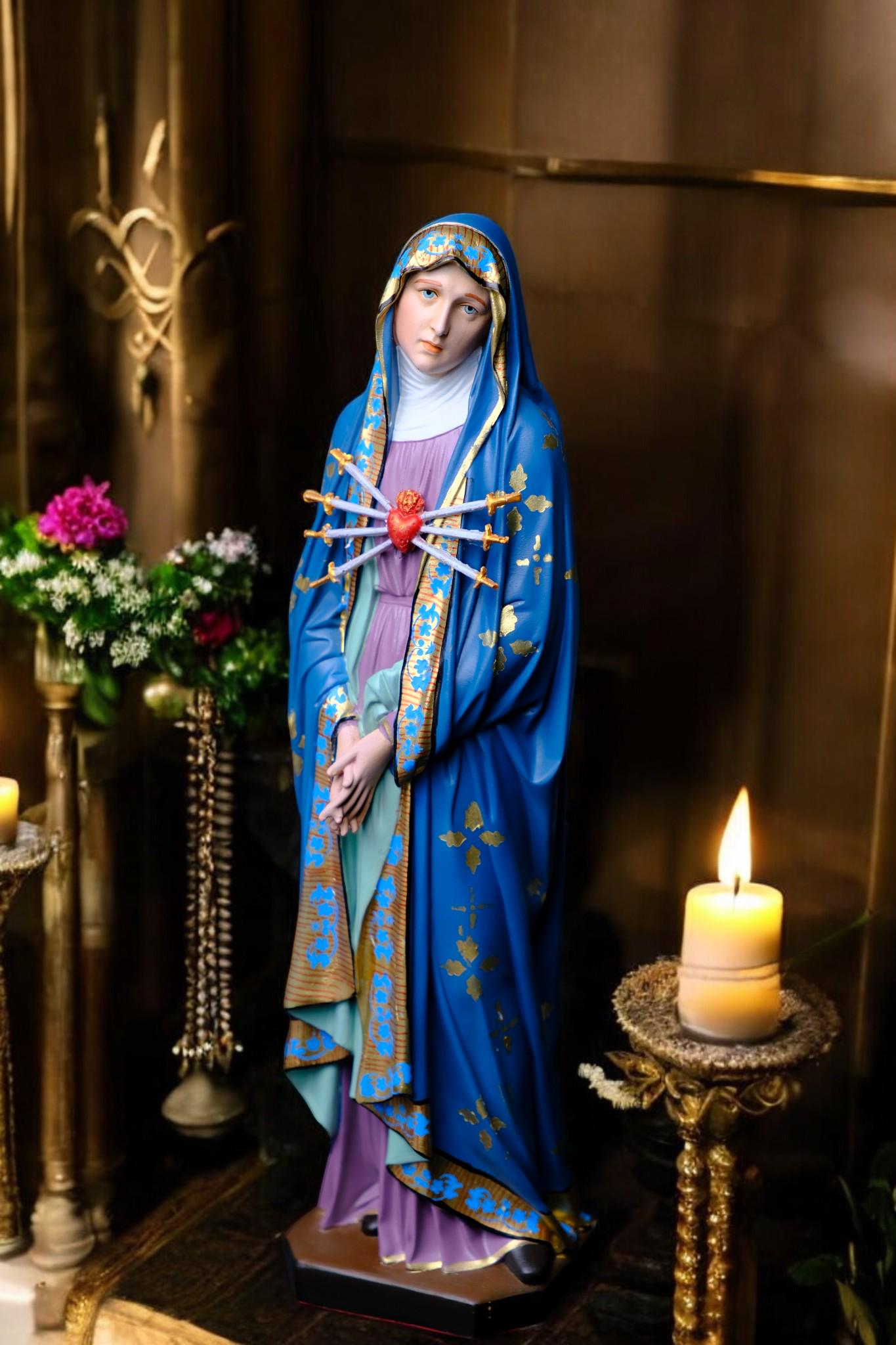 Hand-Painted Our Lady of Sorrows Statue (30cm) | Catholic Home Altar Gift __etsy:7510783848