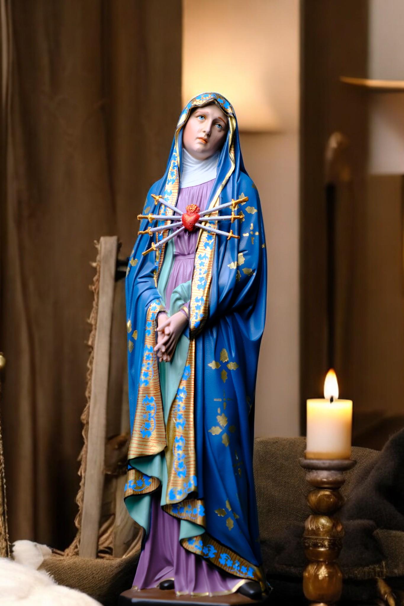 Hand-Painted Our Lady of Sorrows Statue (30cm) | Catholic Home Altar Gift __etsy:7510784594