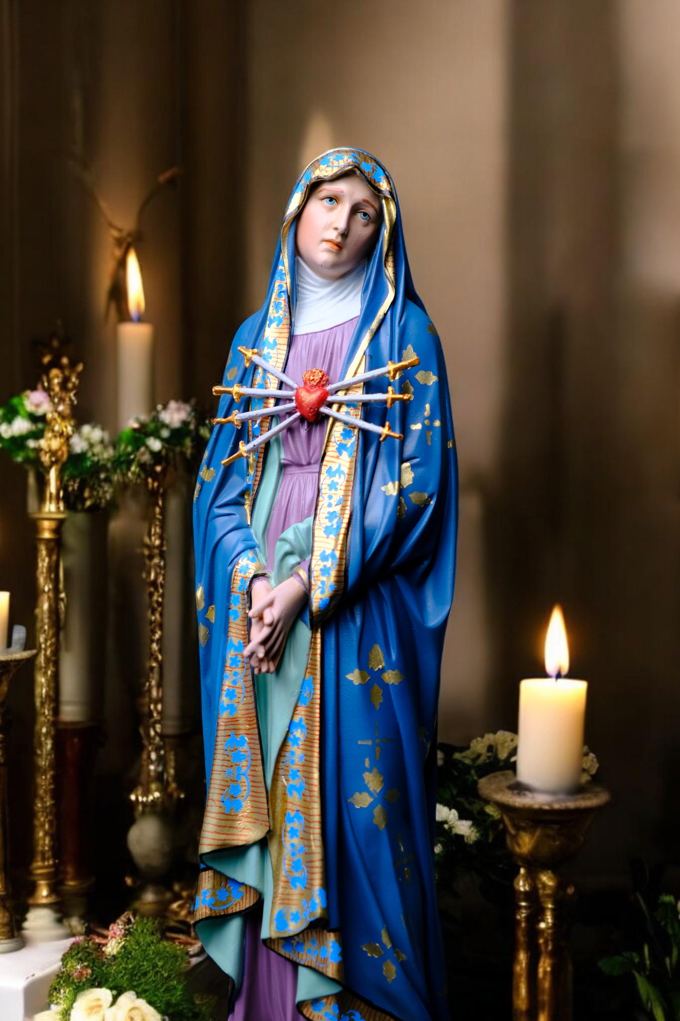 Hand-Painted Our Lady of Sorrows Statue (30cm) | Catholic Home Altar Gift __etsy:7510785212