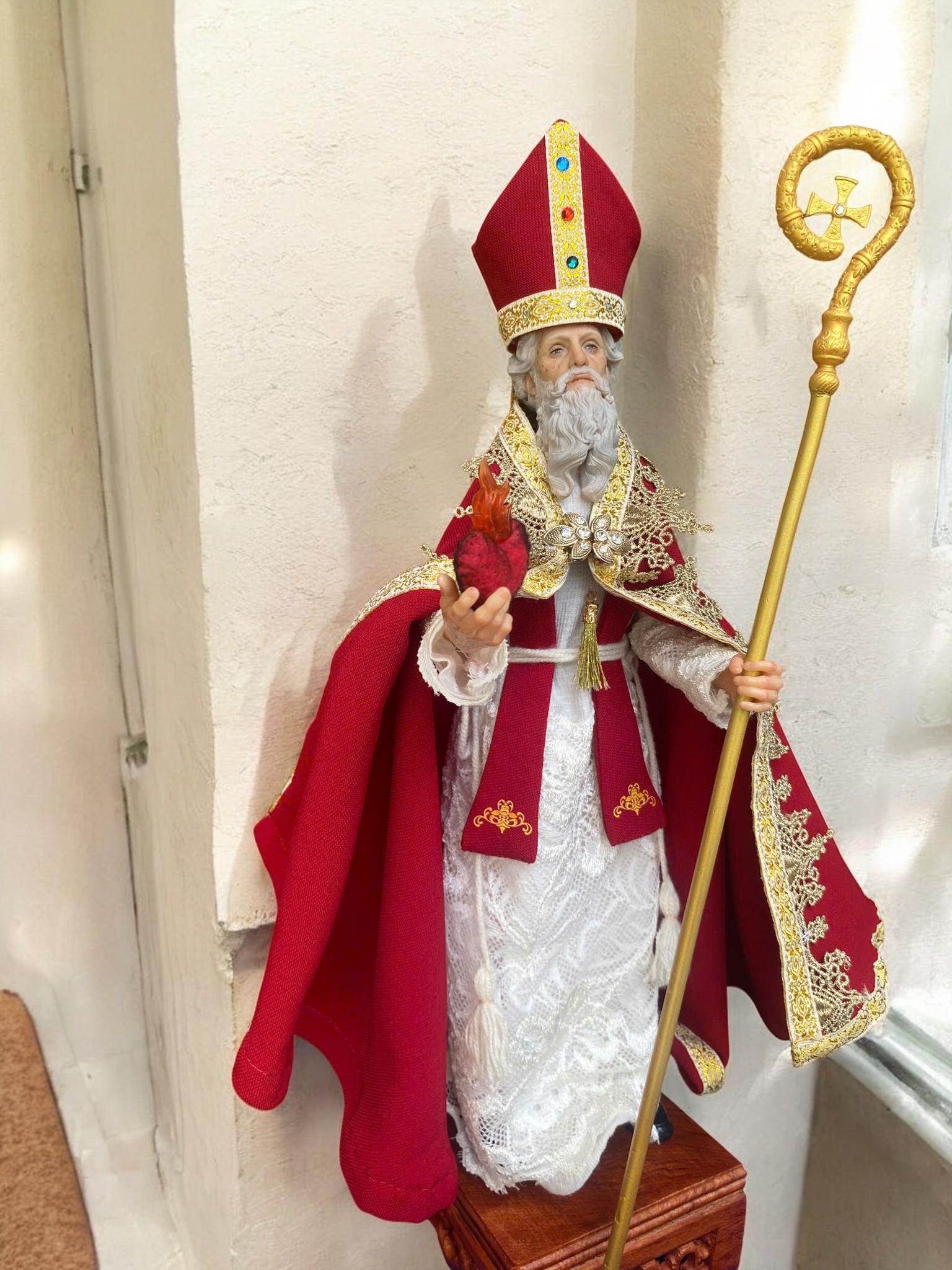 Handcrafted St. Augustine Statue | 35cm Clothed Bishop Figurine (etsy image id: 7526574649)