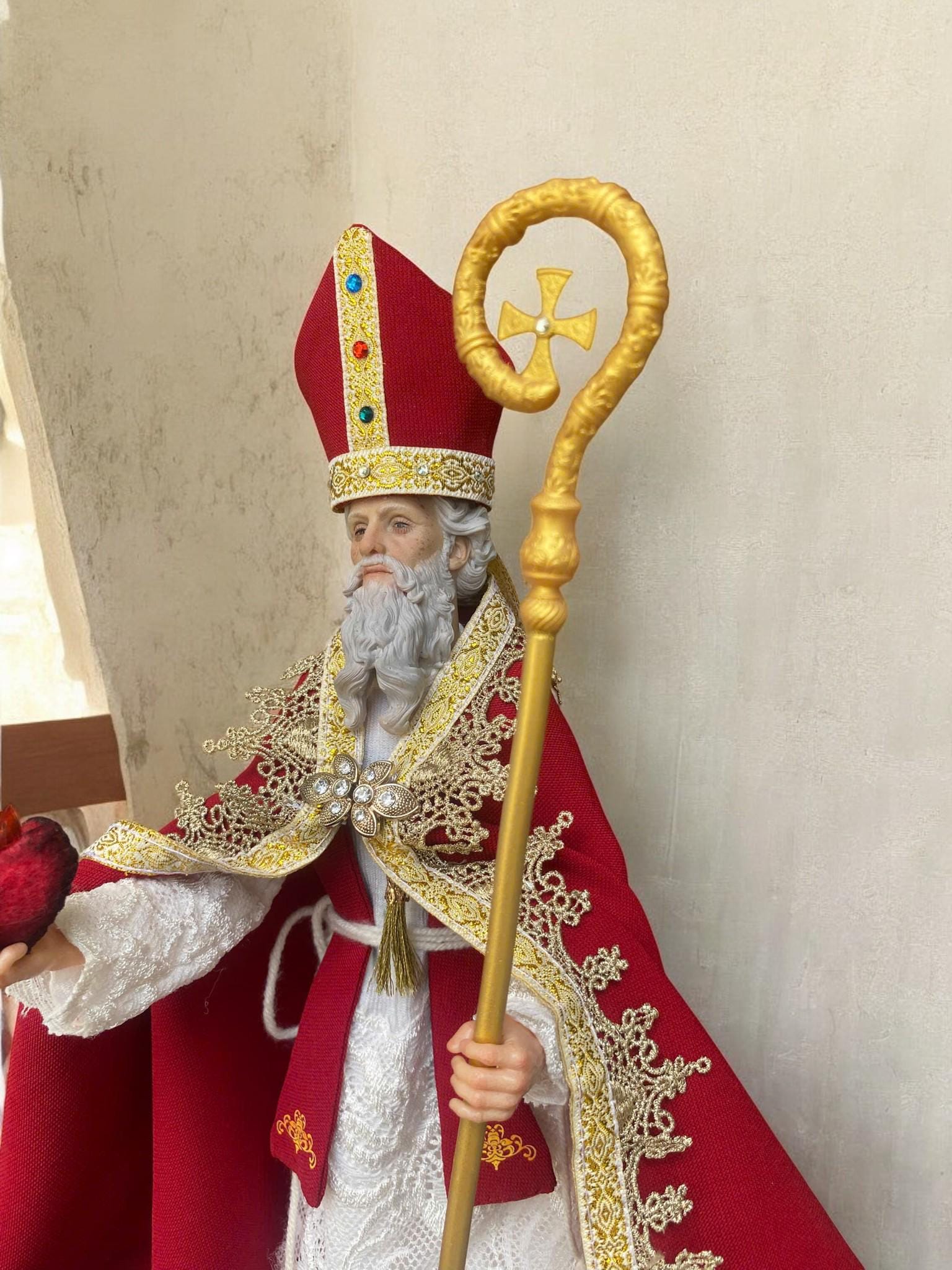 Handcrafted St. Augustine Statue | 35cm Clothed Bishop Figurine (etsy image id: 7526574657)