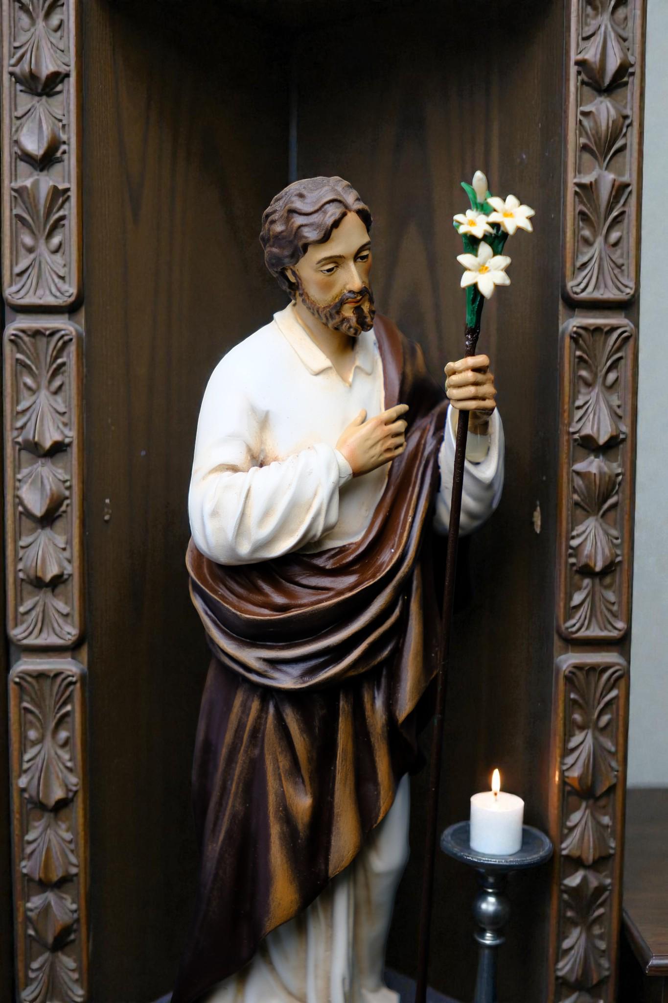 St Joseph Lily Statue 25cm | Hand Painted Catholic Saint Joseph Figurine for Home Altar Prayer Gift Decor __etsy:7537412448