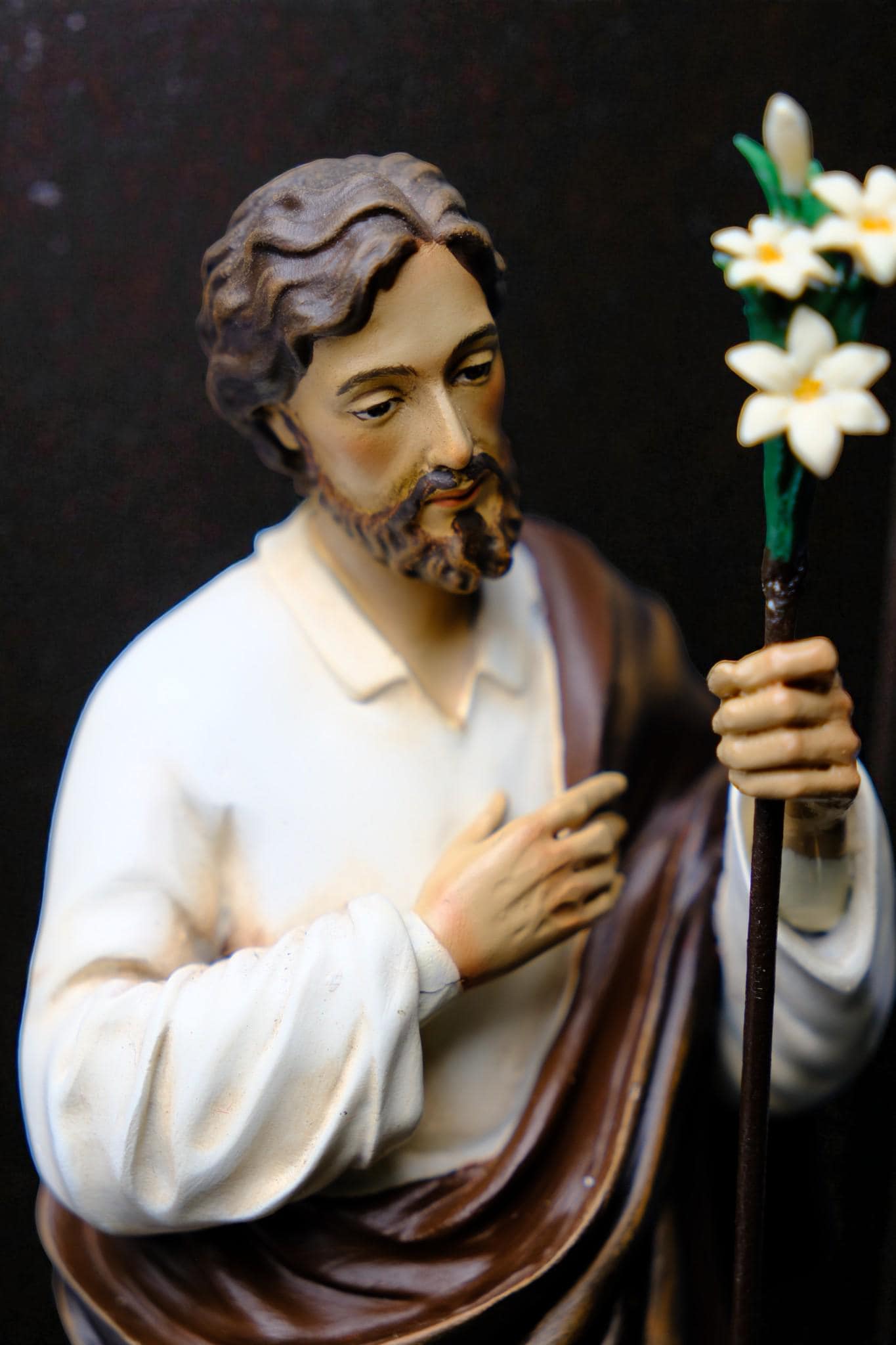 St Joseph Lily Statue 25cm | Hand Painted Catholic Saint Joseph Figurine for Home Altar Prayer Gift Decor __etsy:7537412474