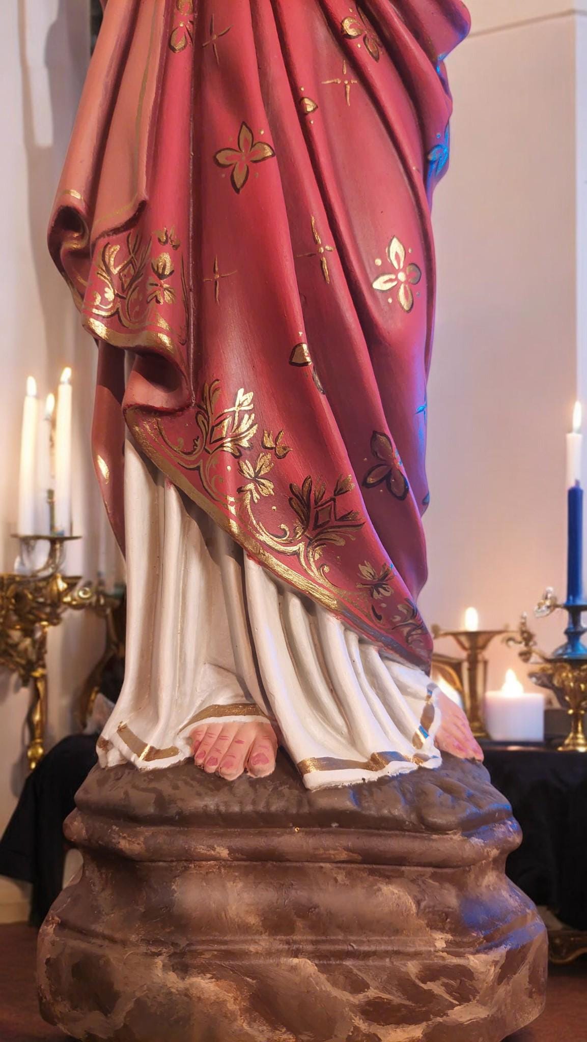 Hand-Painted Sacred Heart of Jesus Statue | Antique Style Catholic Decor (55cm) (etsy image id: 7540772699)
