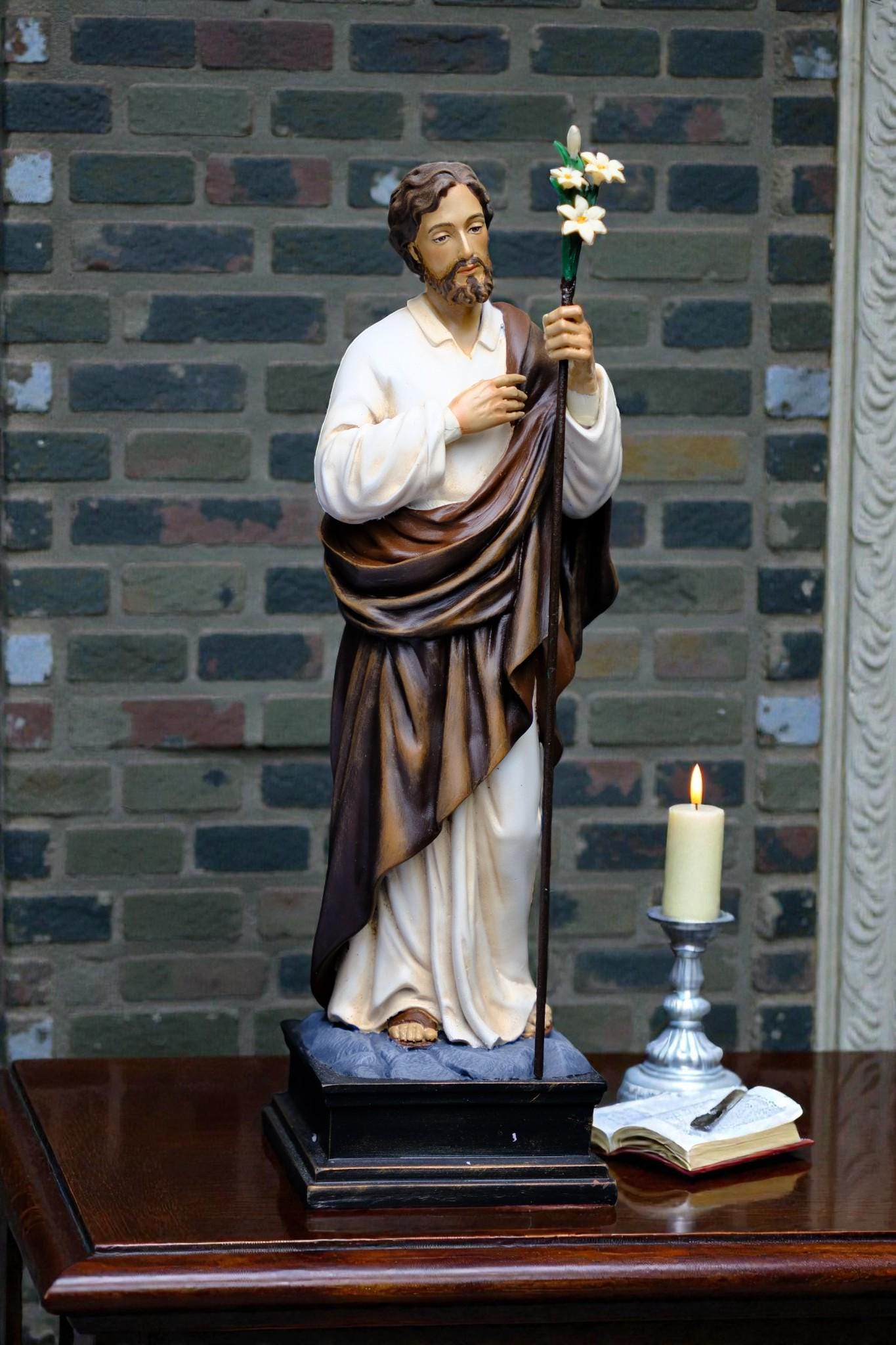 Hand-Painted Catholic Altar Set: Jesus Crucifix, Mary & Saint John Statues __etsy:7543825400