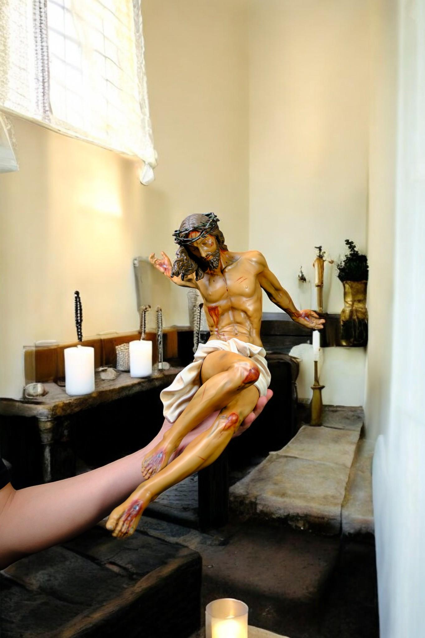 Hand-Painted Jesus Corpus Statue, Catholic Altar Decor (No Cross) (etsy image id: 7543926000)