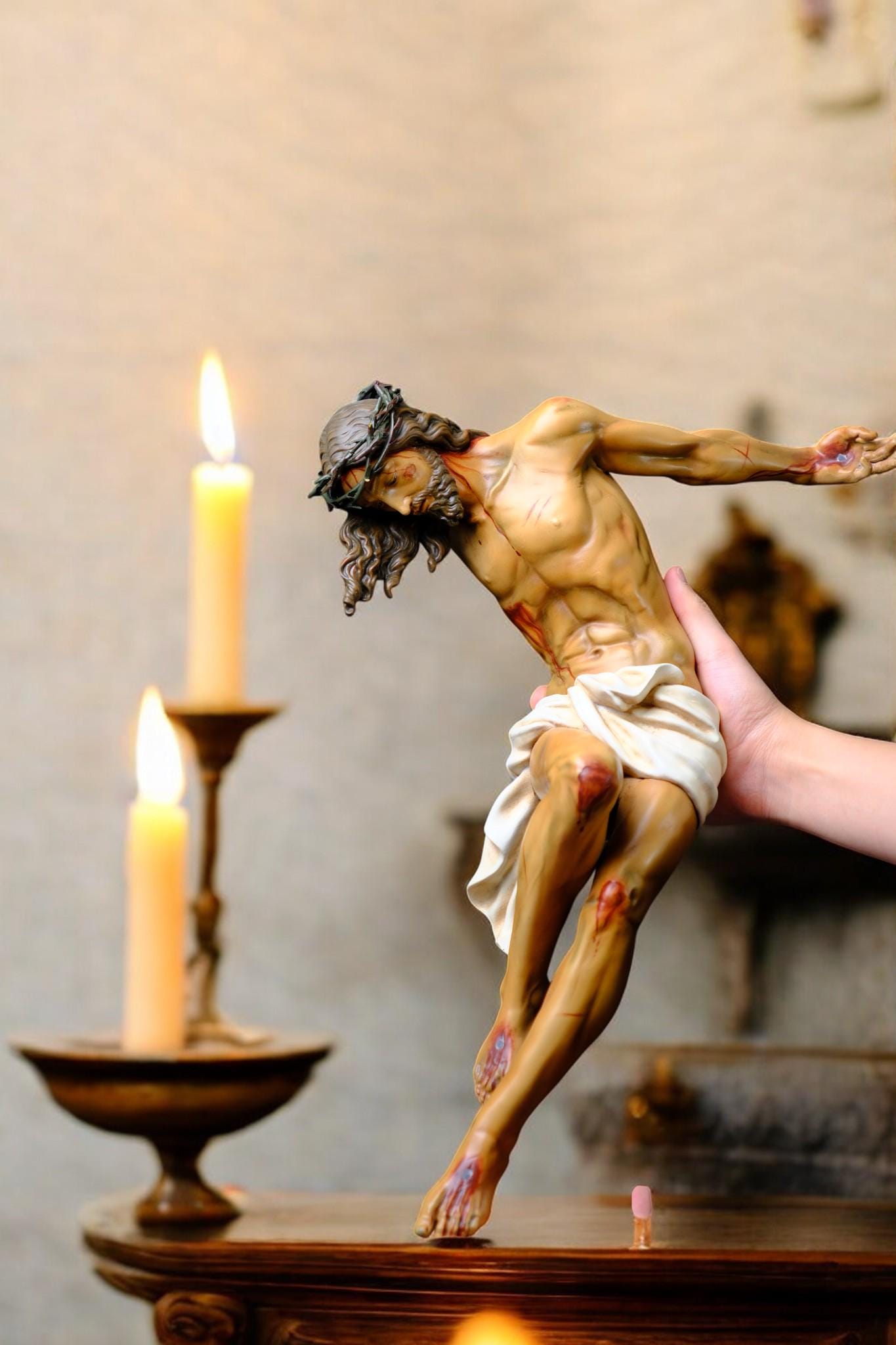 Hand-Painted Jesus Corpus Statue, Catholic Altar Decor (No Cross) (etsy image id: 7543930896)