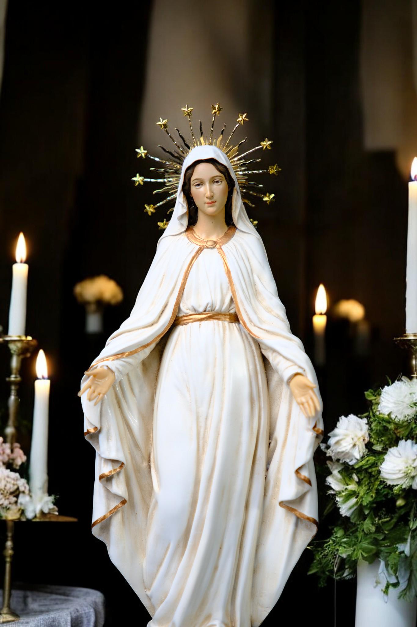 Hand-Painted Our Lady of Grace Statue with 12 Stars Halo __etsy:7543951496