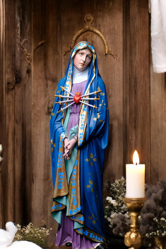 Hand-Painted Our Lady of Sorrows Statue (30cm) | Catholic Home Altar Gift