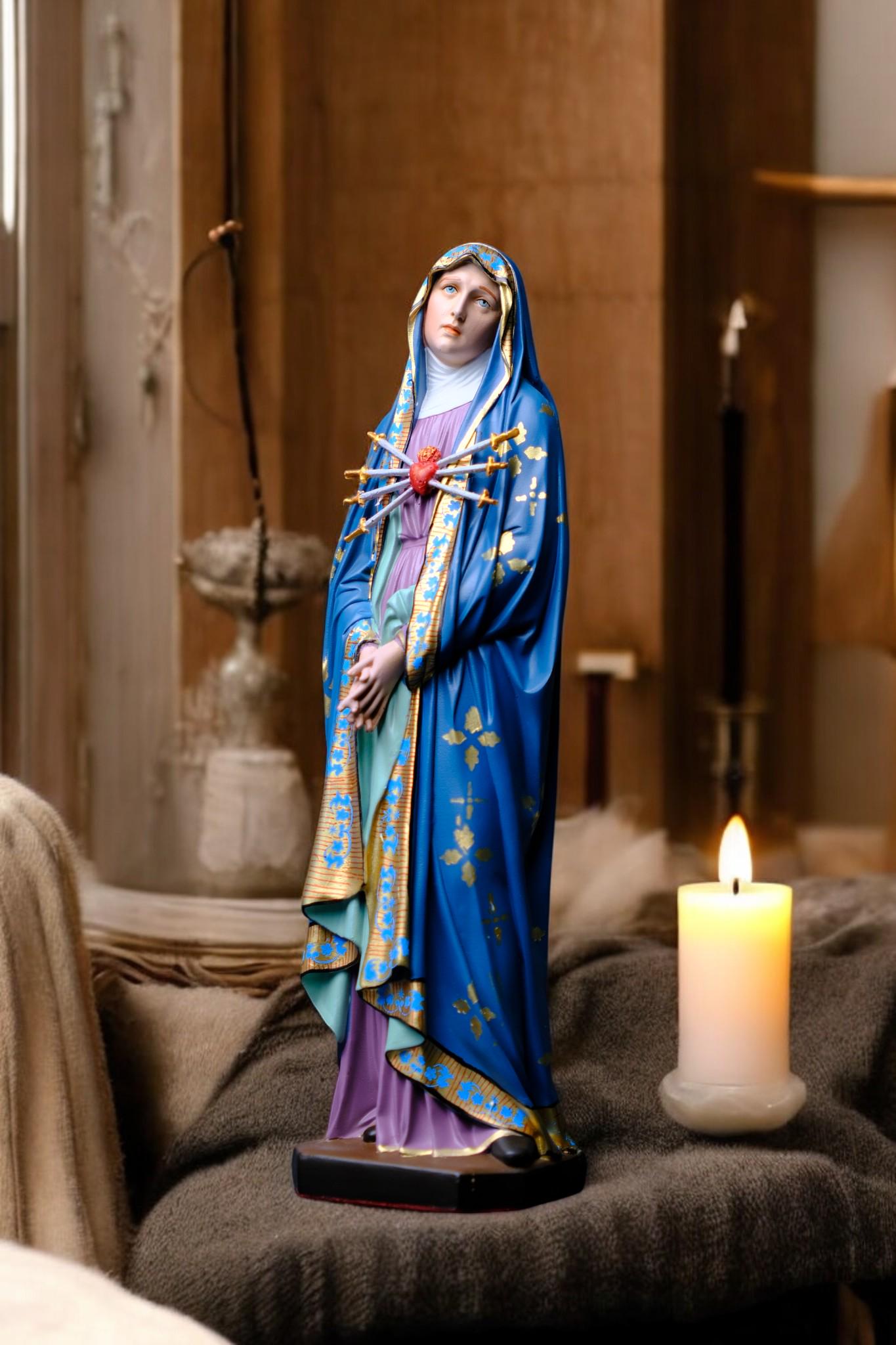 Hand-Painted Our Lady of Sorrows Statue (30cm) | Catholic Home Altar Gift __etsy:7558723895