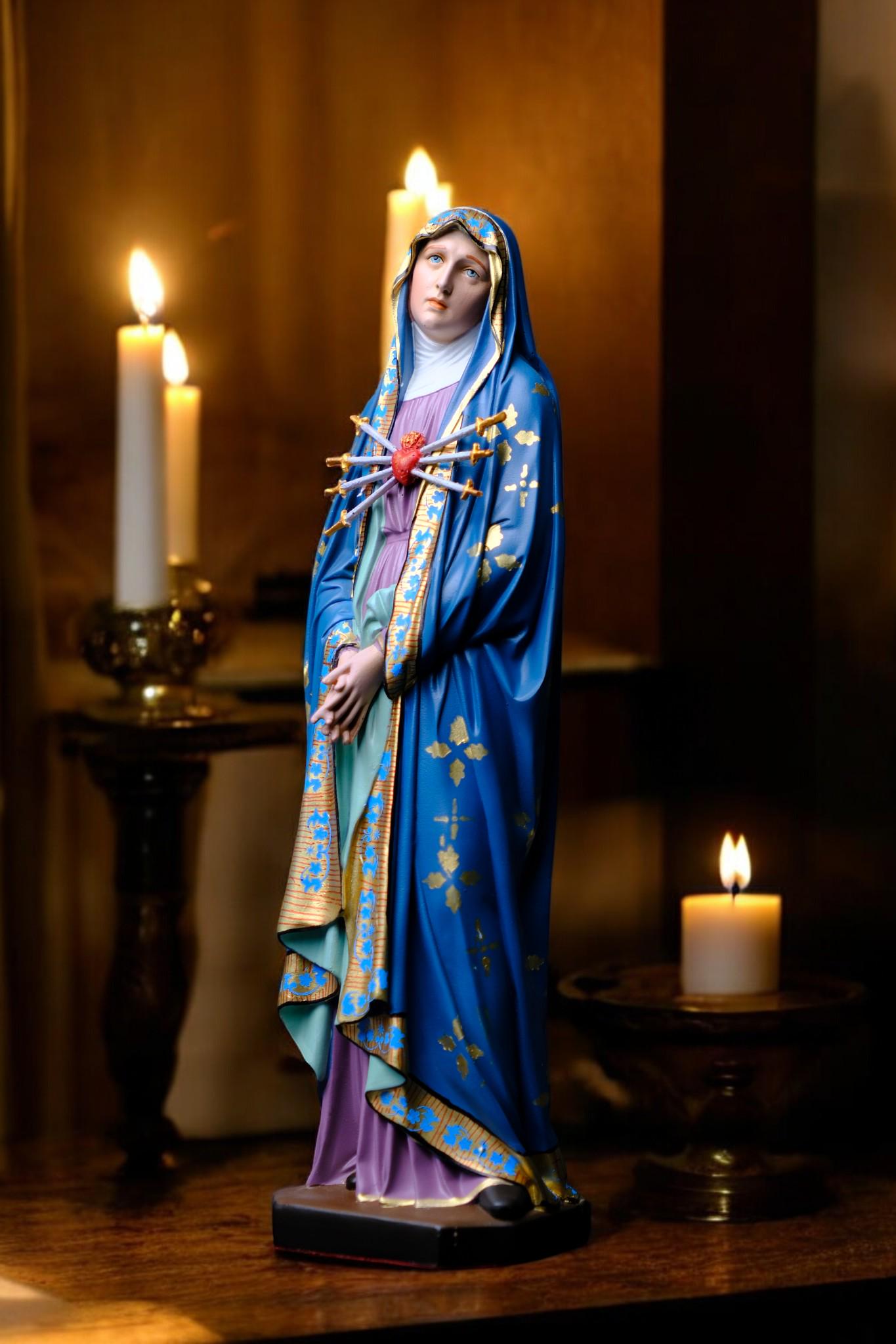 Hand-Painted Our Lady of Sorrows Statue (30cm) | Catholic Home Altar Gift __etsy:7558723897