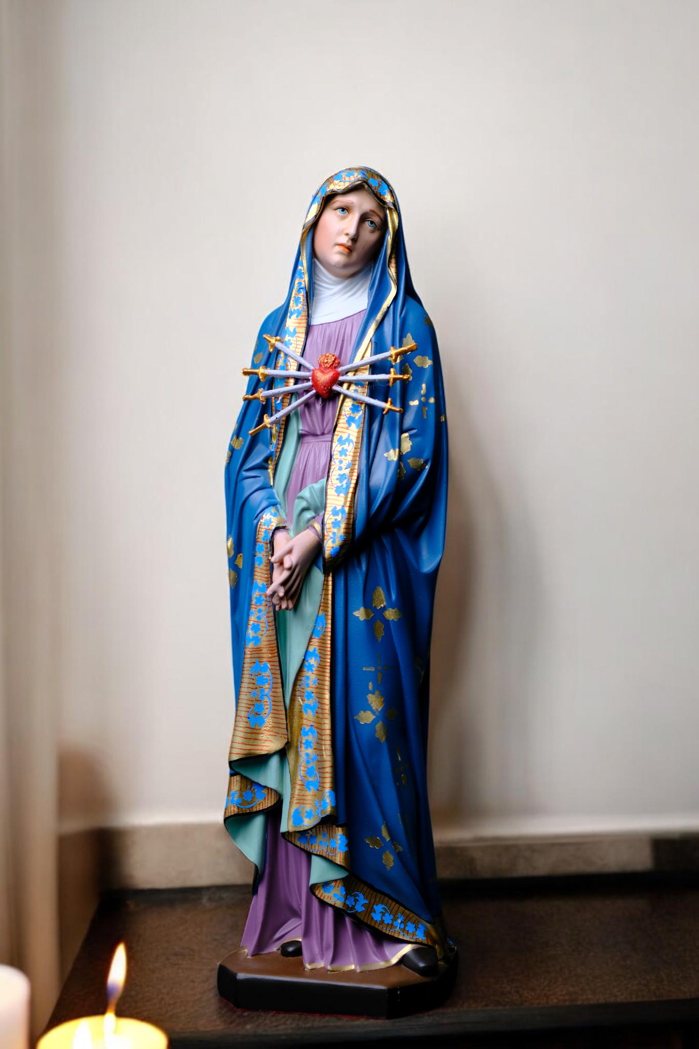 Hand-Painted Our Lady of Sorrows Statue (30cm) | Catholic Home Altar Gift __etsy:7558724613