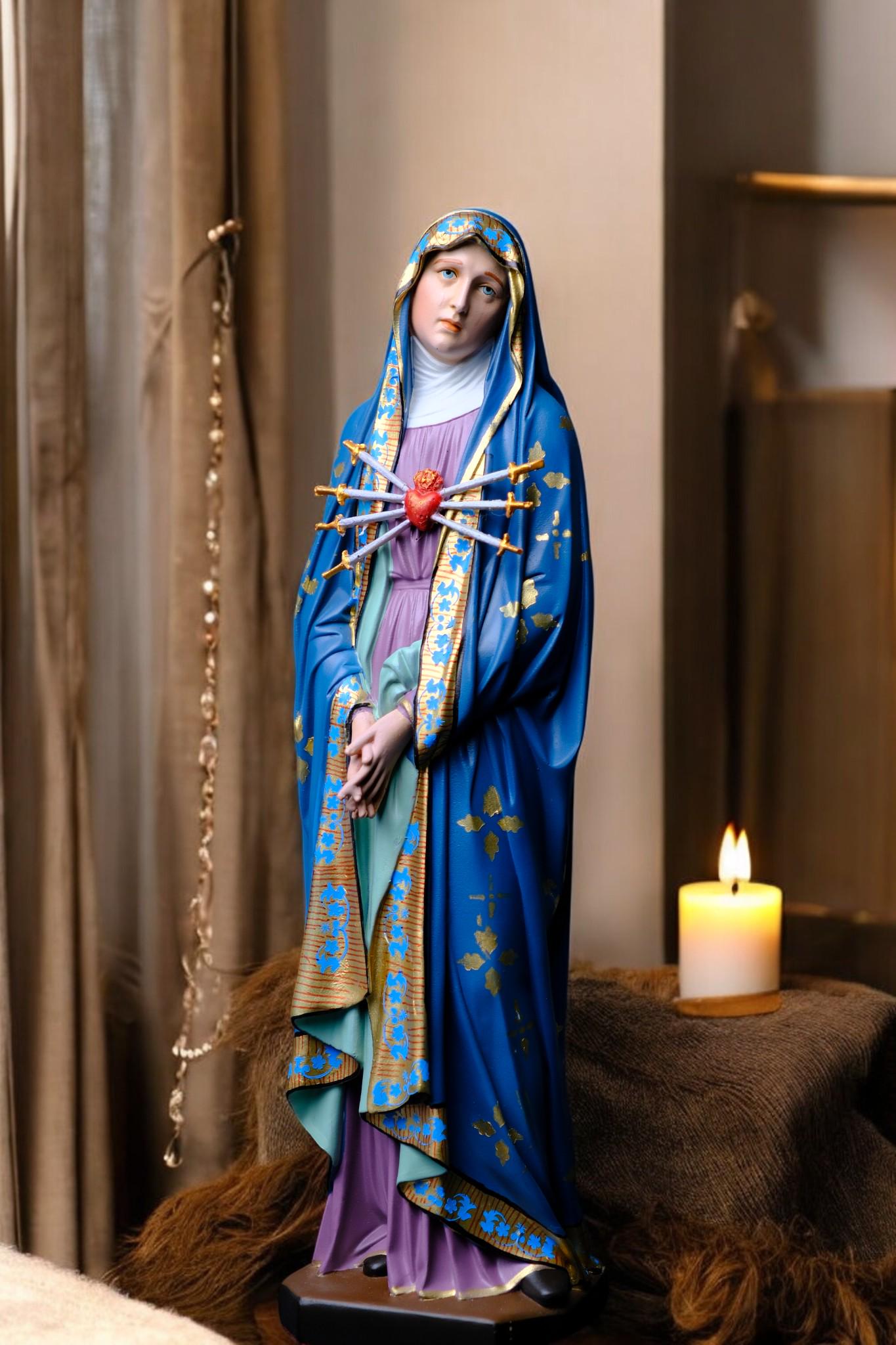 Hand-Painted Our Lady of Sorrows Statue (30cm) | Catholic Home Altar Gift __etsy:7558724619