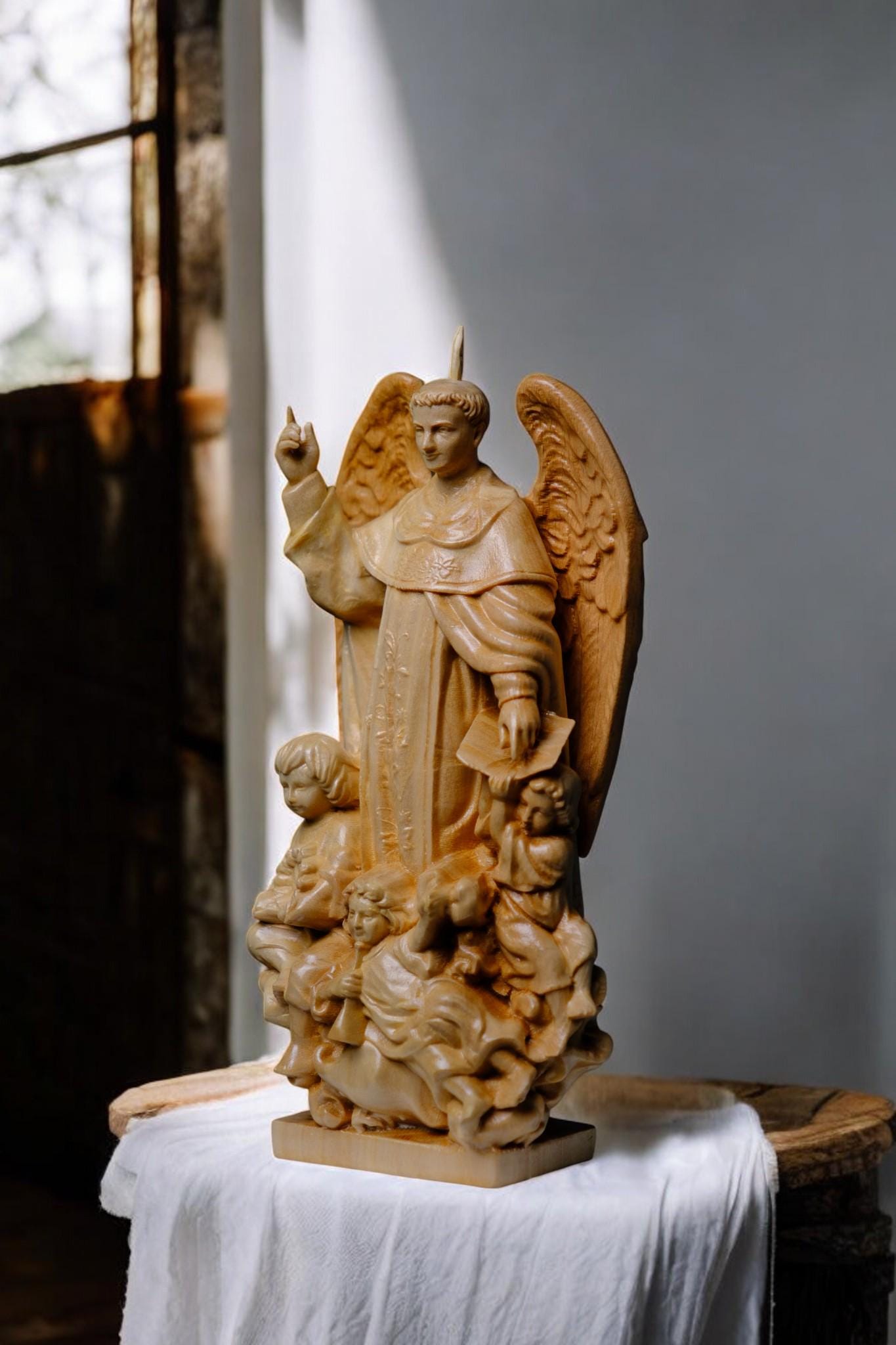 Saint Vincent Wooden Statue Catholic Handcrafted Beech Wood Saint Figure Home Altar Prayer Decor Religious Gift (etsy image id: 7579742942)