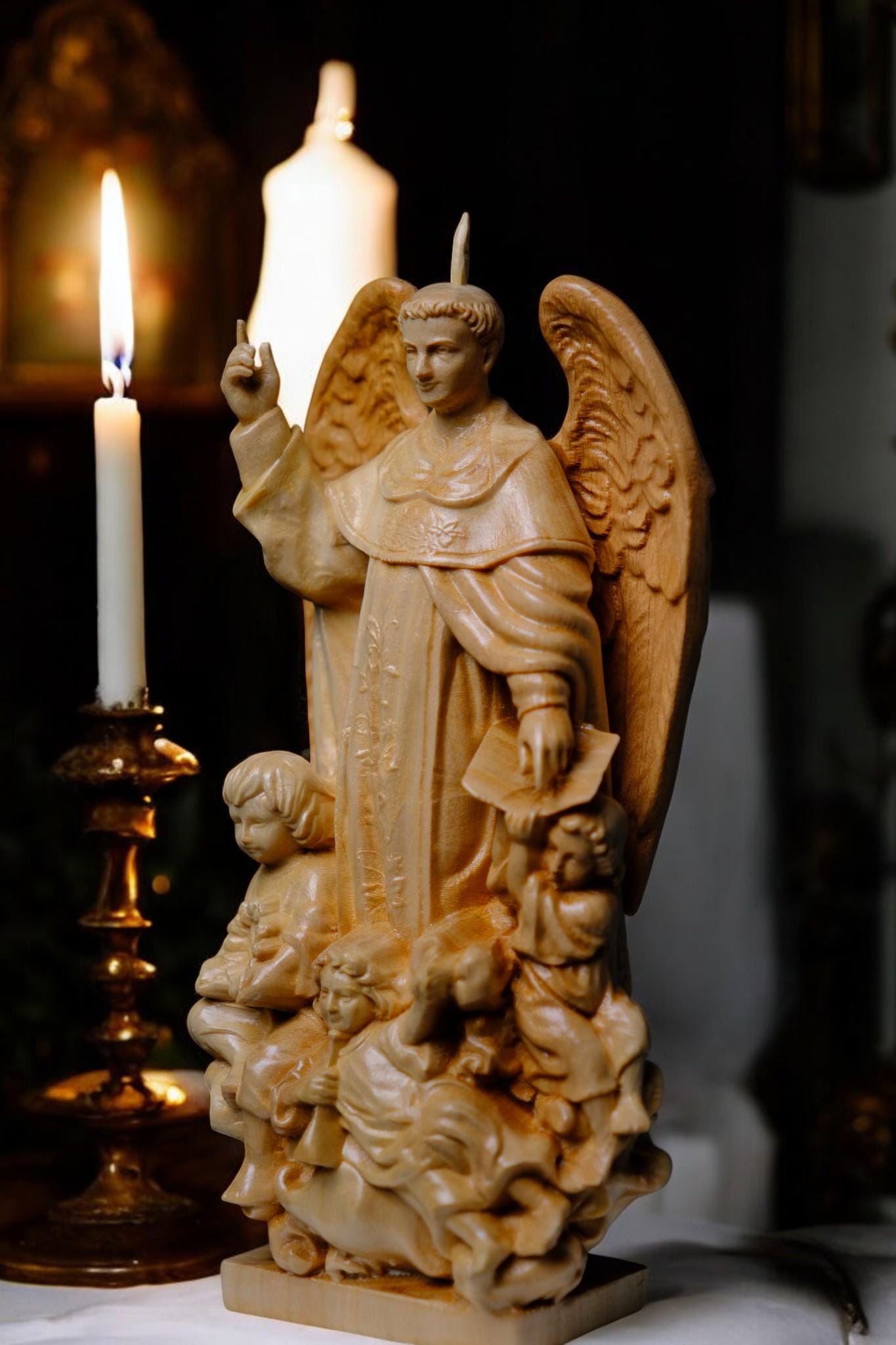 Saint Vincent Wooden Statue Catholic Handcrafted Beech Wood Saint Figure Home Altar Prayer Decor Religious Gift (etsy image id: 7579742954)