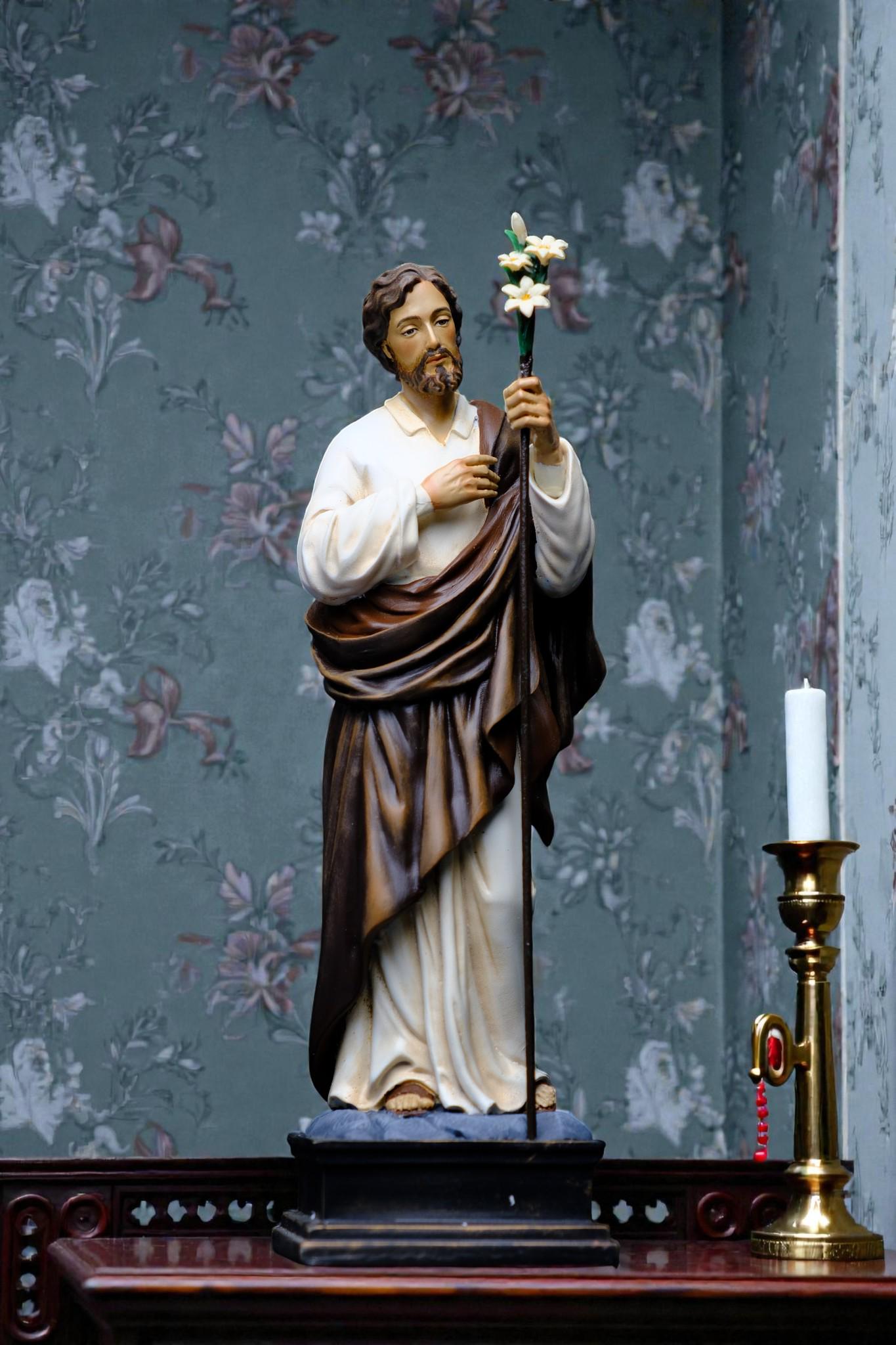 St Joseph Lily Statue 25cm | Hand Painted Catholic Saint Joseph Figurine for Home Altar Prayer Gift Decor __etsy:7585351469