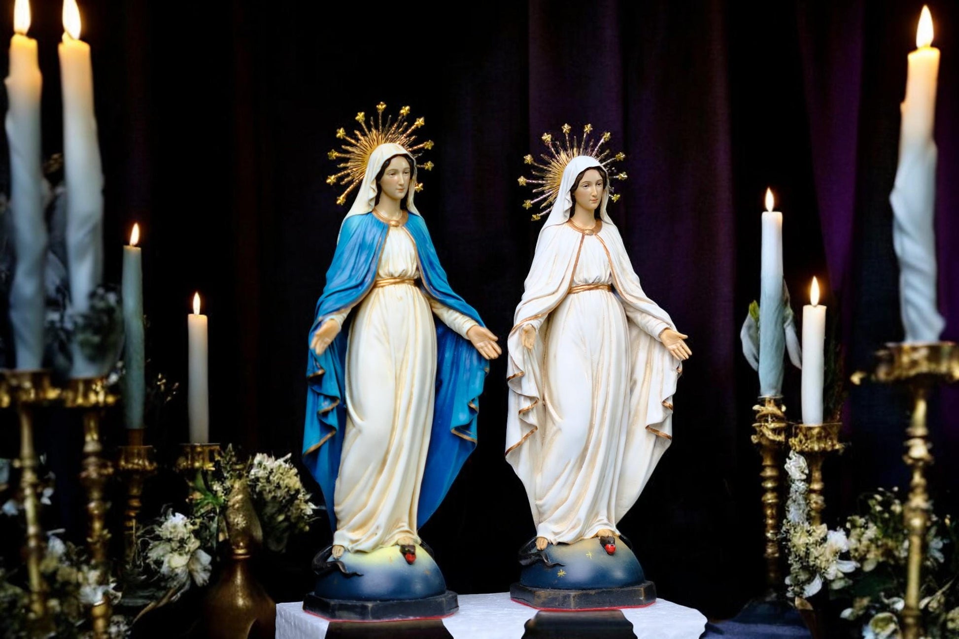 Hand-Painted Our Lady of Grace Statue with 12 Stars Halo __etsy:7591890611