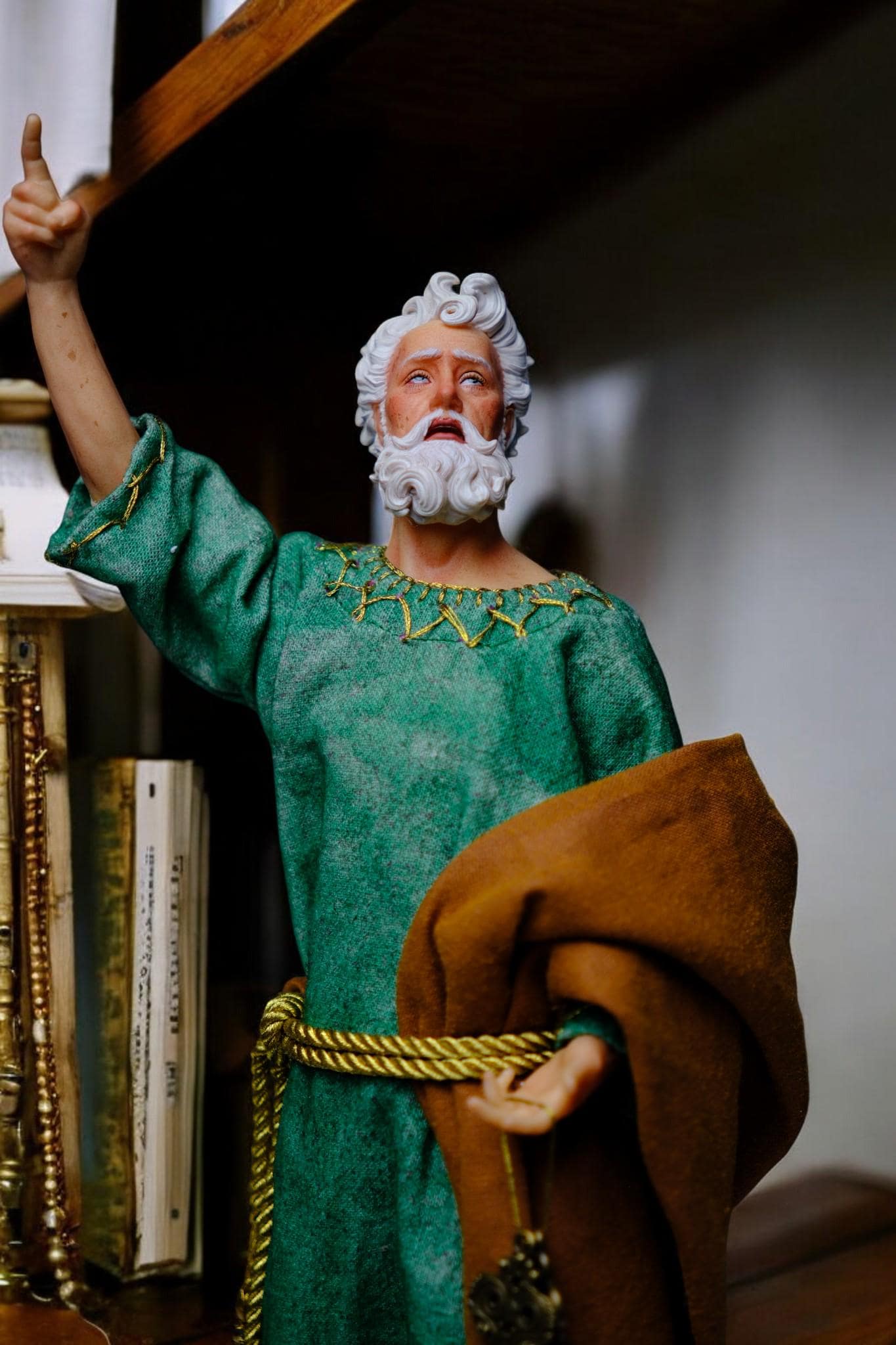 Handmade Saint Peter Statue - 35cm Catholic Figurine with Real Fabric Robe (etsy image id: 7603584570)