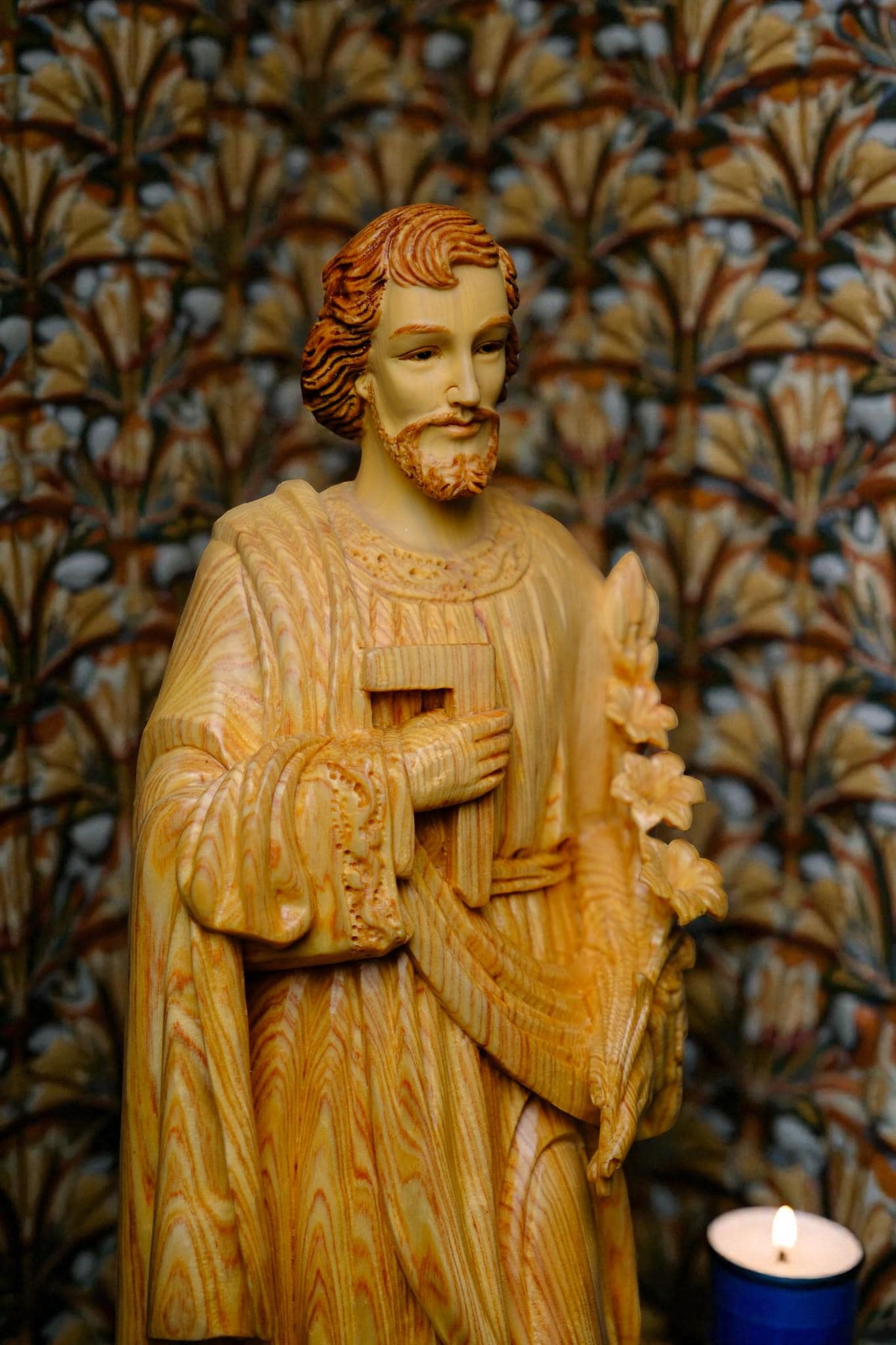 Hand-Carved Saint Joseph Statue, 40cm Po Mu Wood Catholic Figurine (etsy image id: 7607923108)
