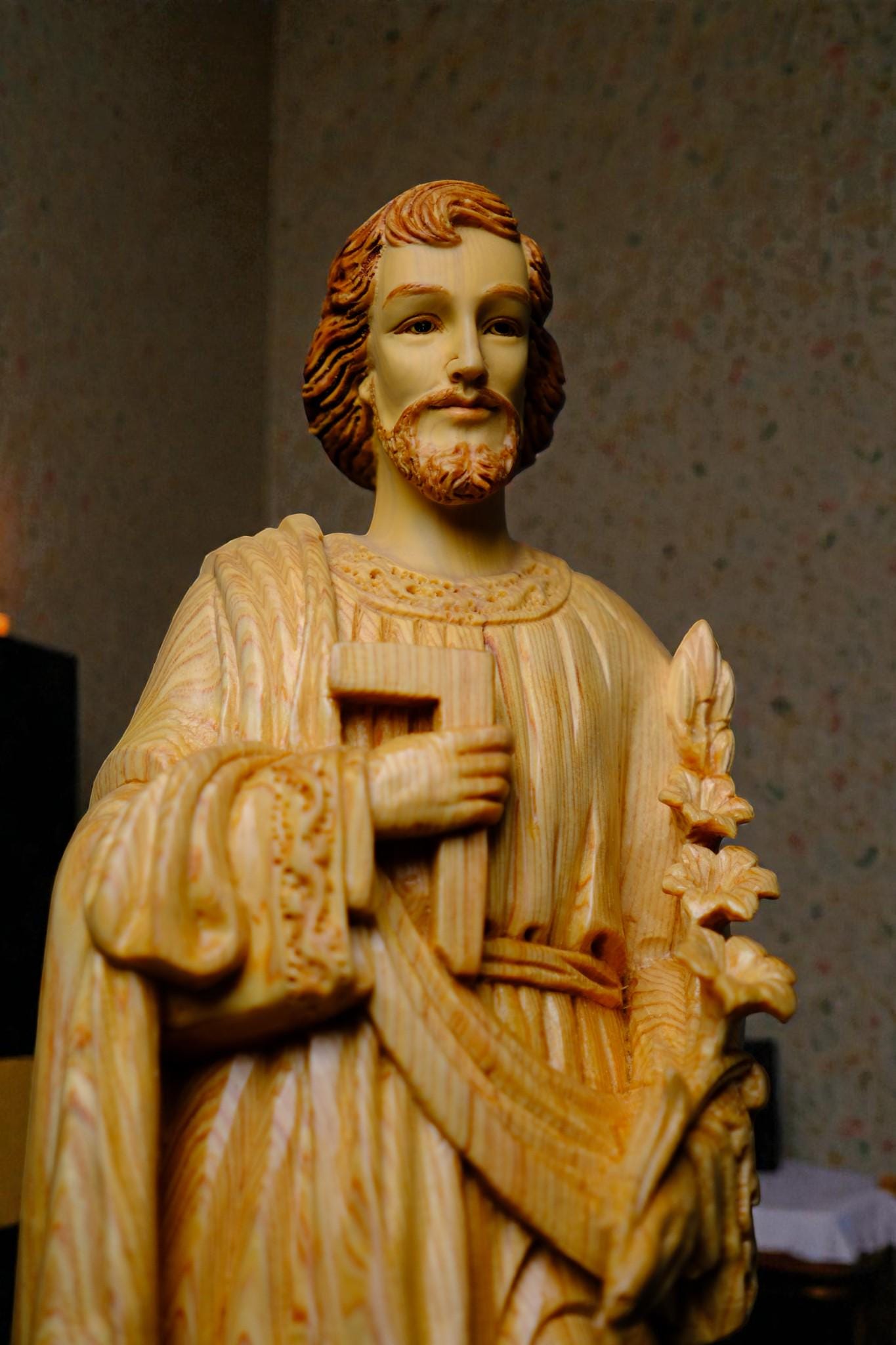 Hand-Carved Saint Joseph Statue, 40cm Po Mu Wood Catholic Figurine (etsy image id: 7607924026)