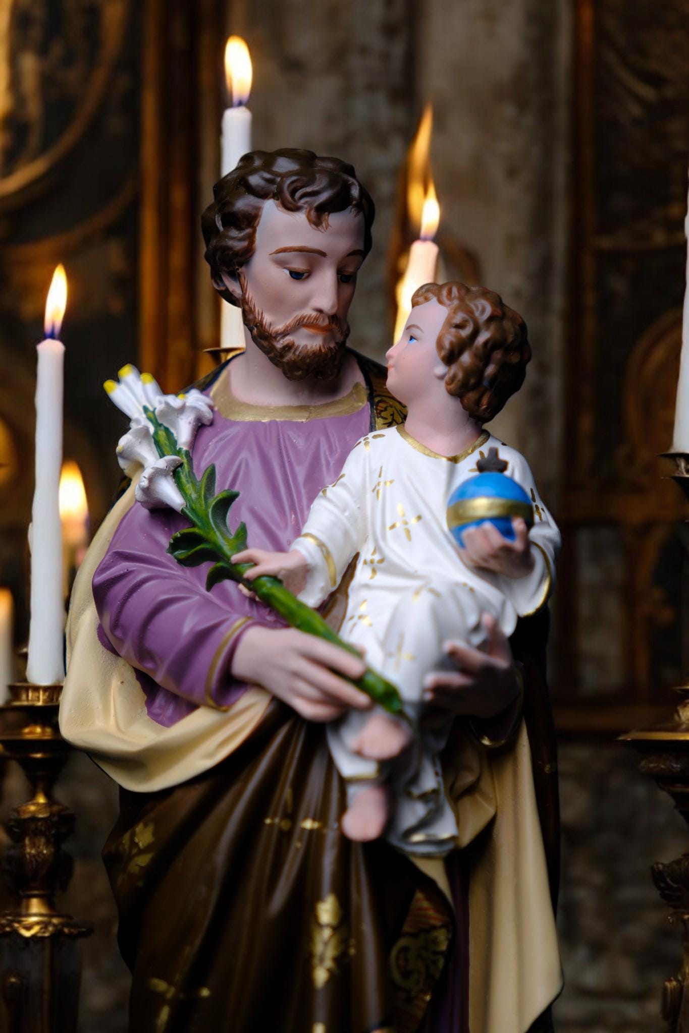 Hand-Painted Saint Joseph Statue | Catholic Home Altar Decor (30cm, 11.8in ) (etsy image id: 7611194336)