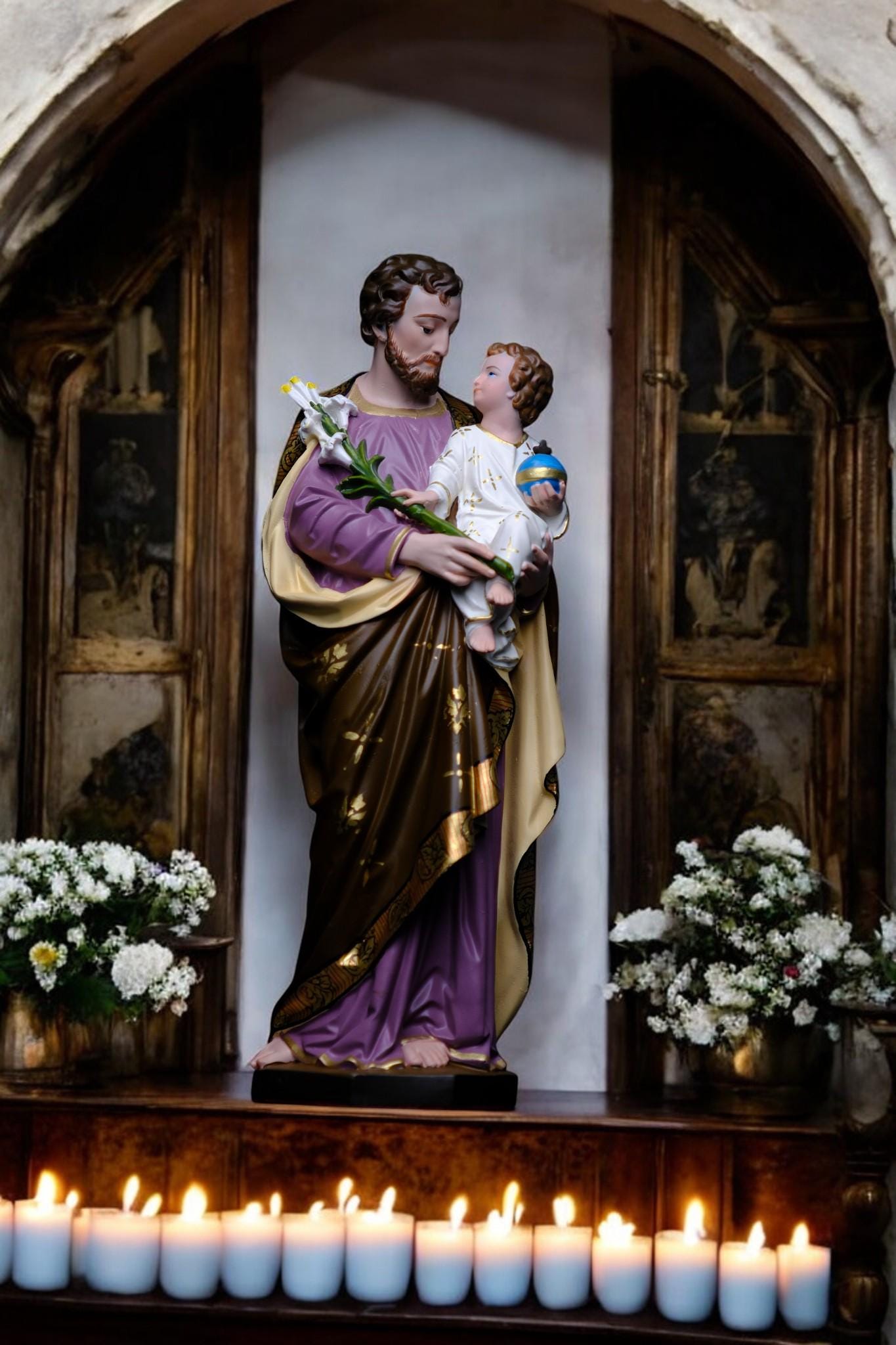Hand-Painted Saint Joseph Statue | Catholic Home Altar Decor (30cm, 11.8in ) (etsy image id: 7611194340)