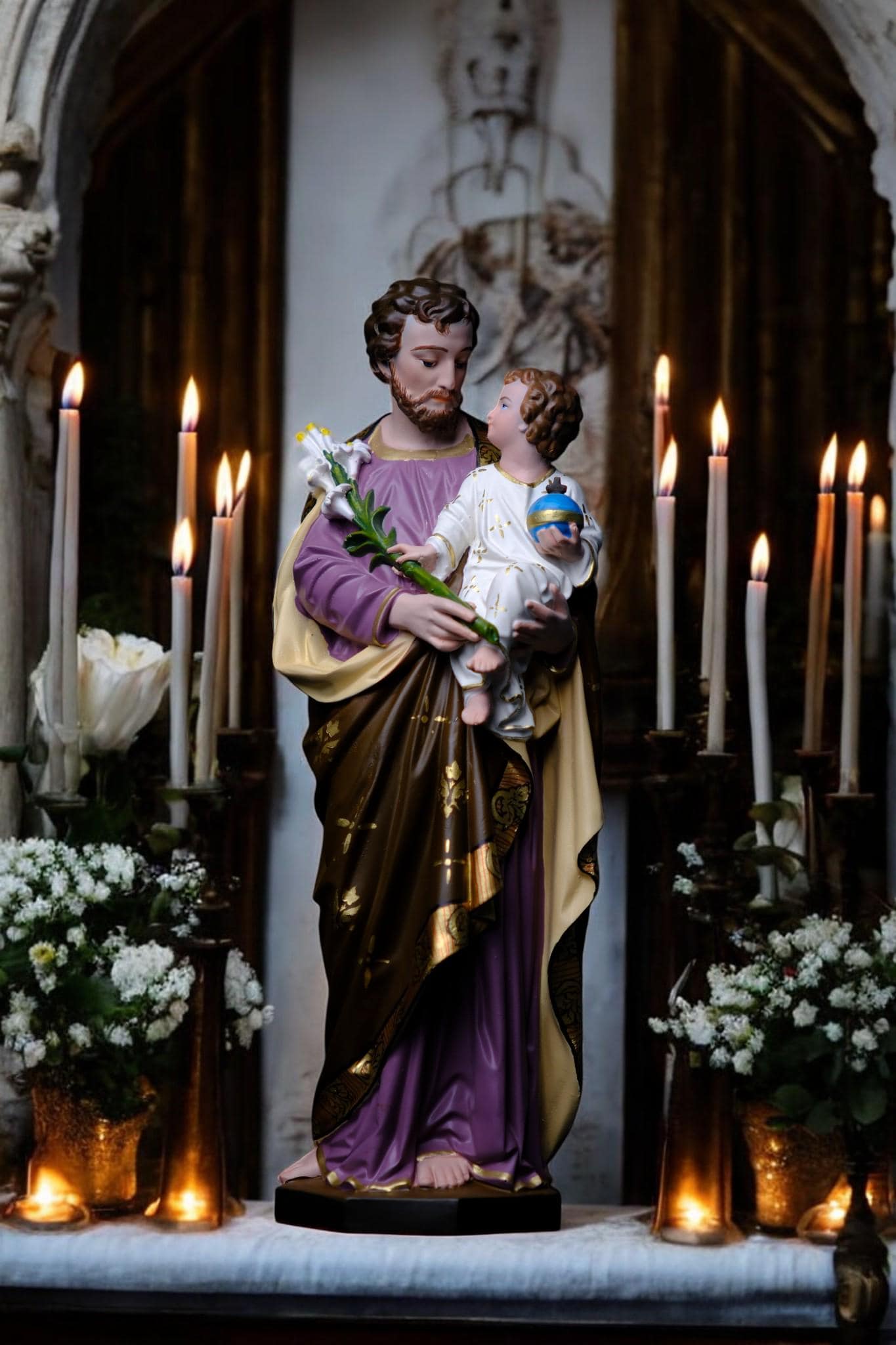 Hand-Painted Saint Joseph Statue | Catholic Home Altar Decor (30cm, 11.8in ) (etsy image id: 7611194344)