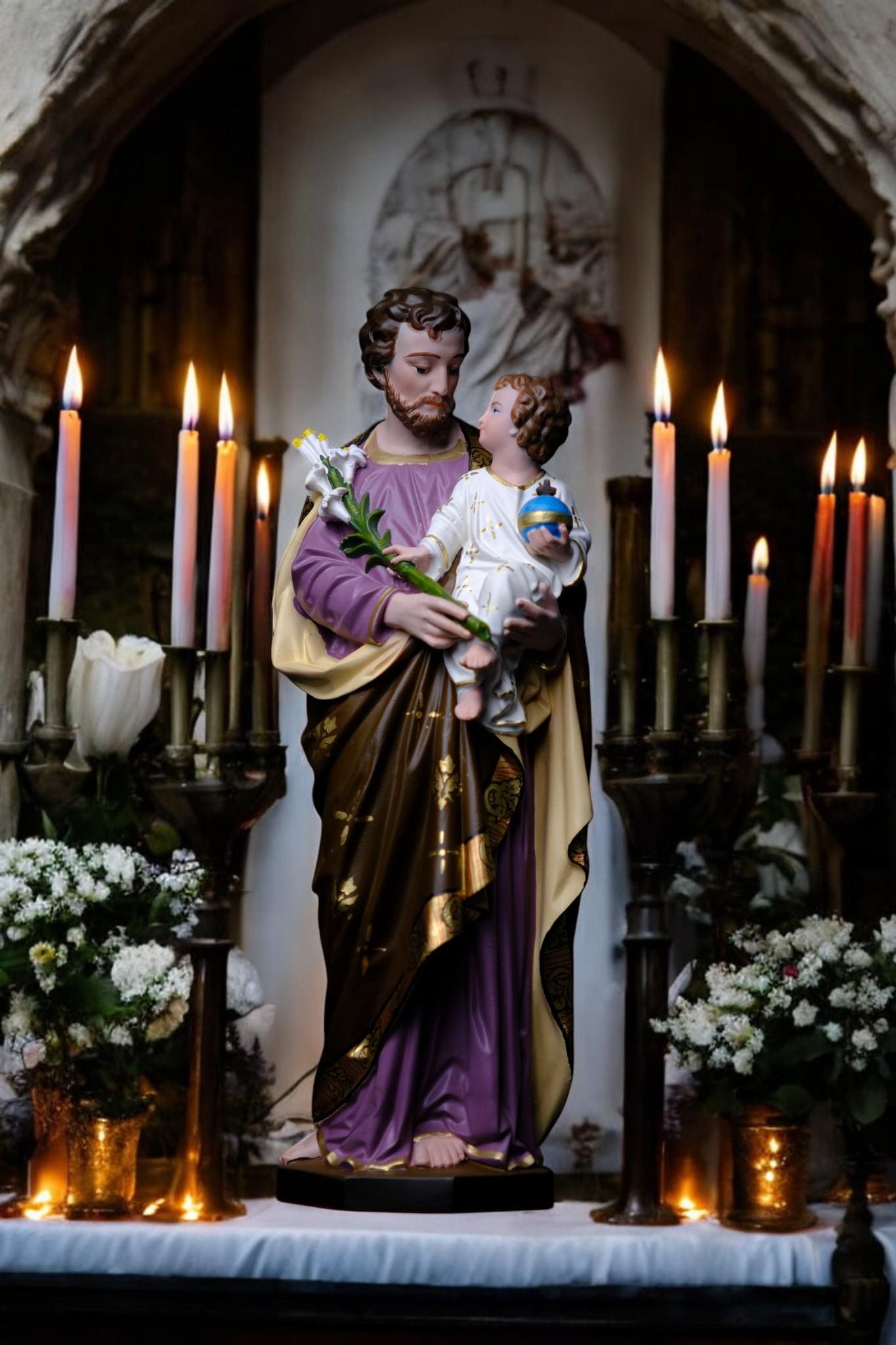Hand-Painted Saint Joseph Statue | Catholic Home Altar Decor (30cm, 11.8in ) (etsy image id: 7611194350)