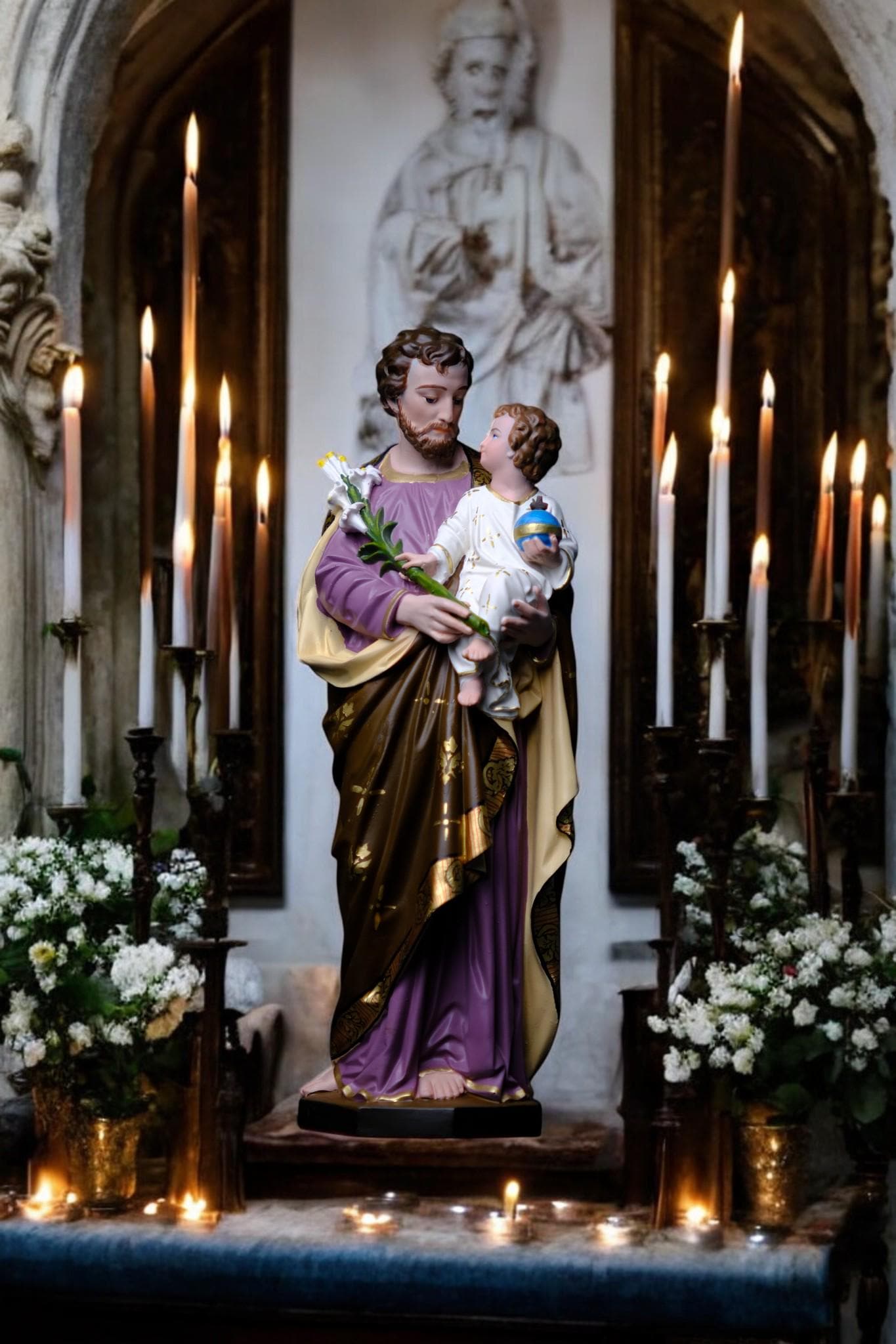 Hand-Painted Saint Joseph Statue | Catholic Home Altar Decor (30cm, 11.8in ) (etsy image id: 7611194356)