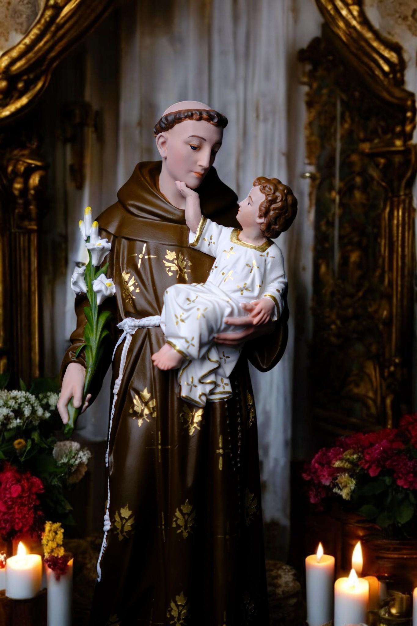 Hand-Painted Saint Anthony Statue | Catholic Home Decor (30cm) (etsy image id: 7611215460)