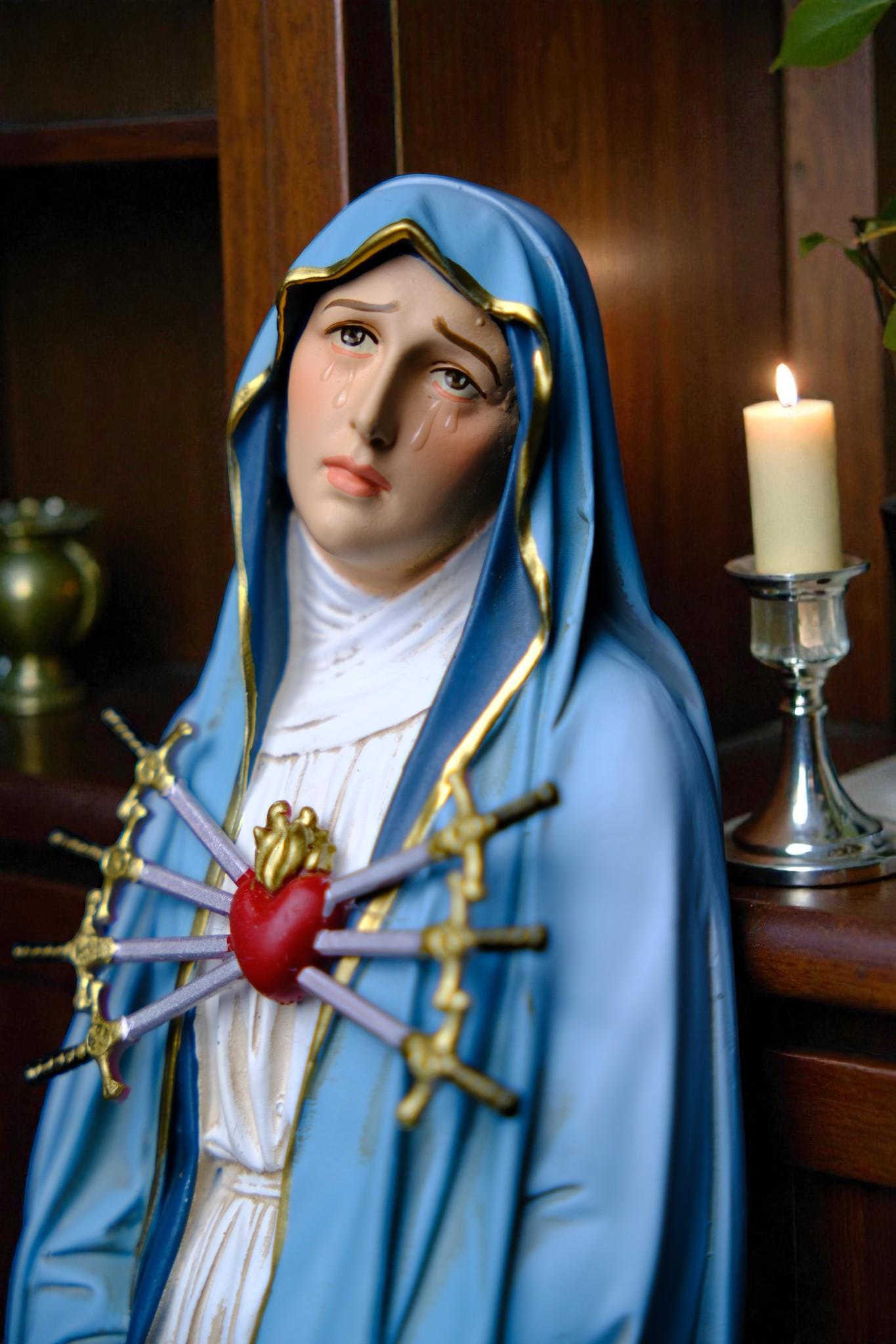 Hand-Painted Our Lady of Sorrows Statue | 30cm Catholic Decor (etsy image id: 7611386216)