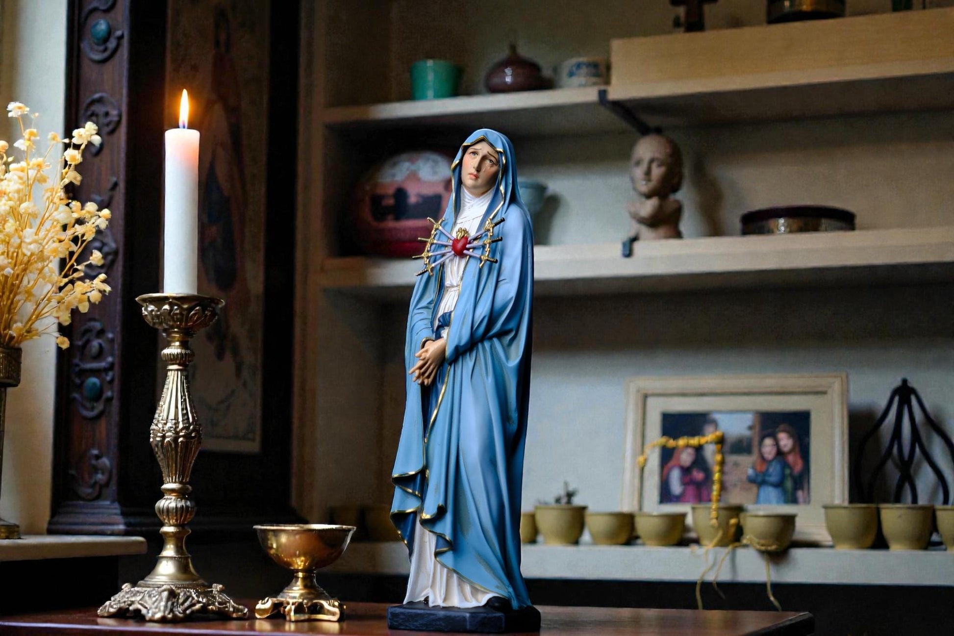 Hand-Painted Our Lady of Sorrows Statue | 30cm Catholic Decor (etsy image id: 7611396408)